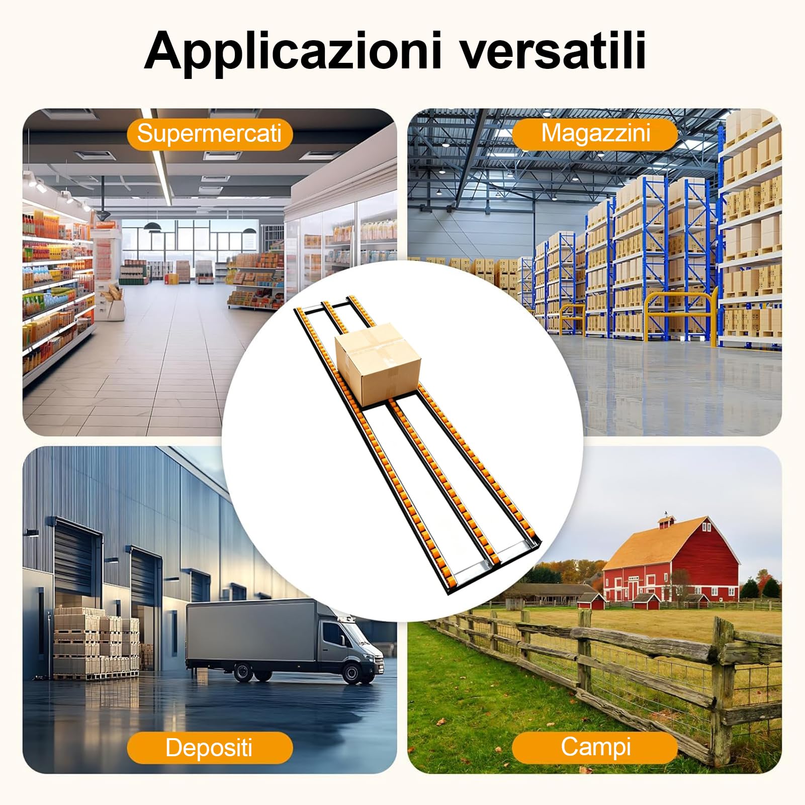 HJZALMI Trasportatore a Rulli a Gravità Robusto, giallo, 35x100cm | rulli ABS resistenti, pratico per trasporto carichi leggeri, ideale per magazzini, officine e linee di imballaggio