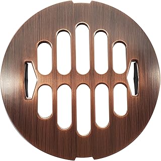 Westbrass D3198-11 4-1/4" OD Brass Snap-in Shower Strainer Grid Drain Cover, Antique Copper