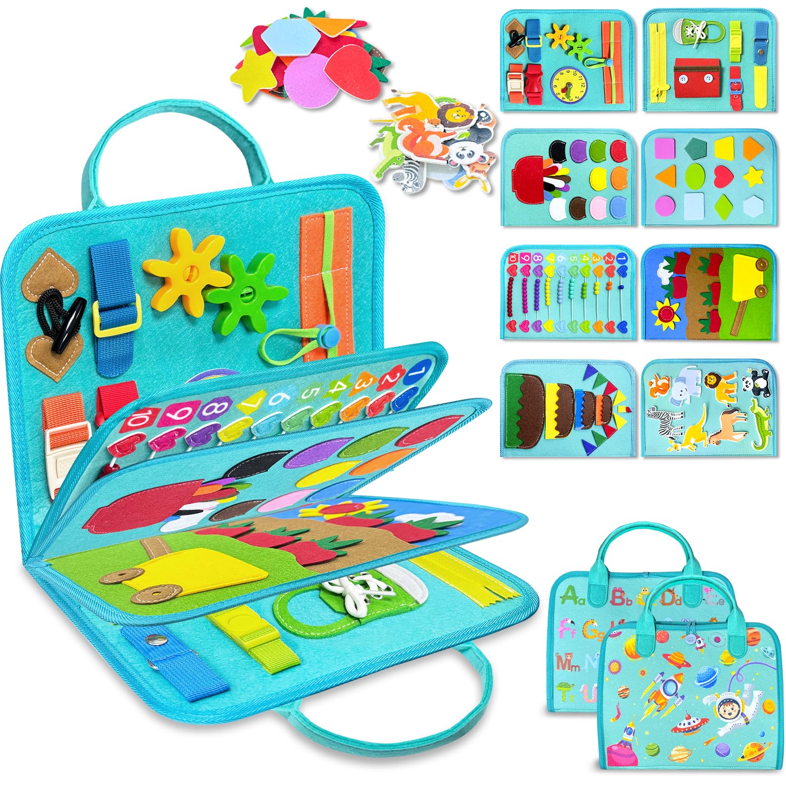 Exorany Busy Board Montessori Toys for Toddler Boy Girl Gifts Busy Book | Airplane Car Travel Toy, Learning Educational Toys, Activity Book, Toddler Activities, Sensory Toys, Fine Motor Skills