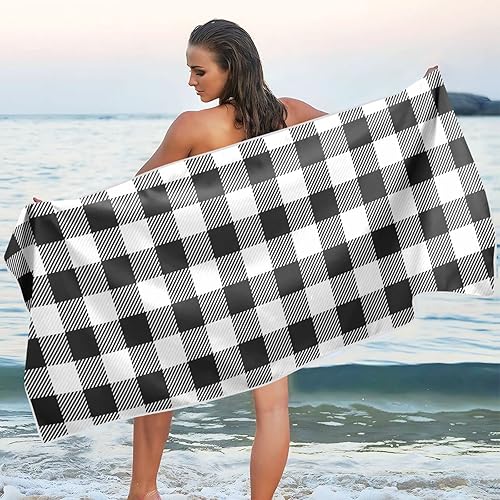 Miniatura 8 de YETTASBIN Buffalo - Toalla de playa de secado rápido con bolsa de viaje, súper suave, absorbente, toalla de viaje de gran tamaño, ligera, sin arena,