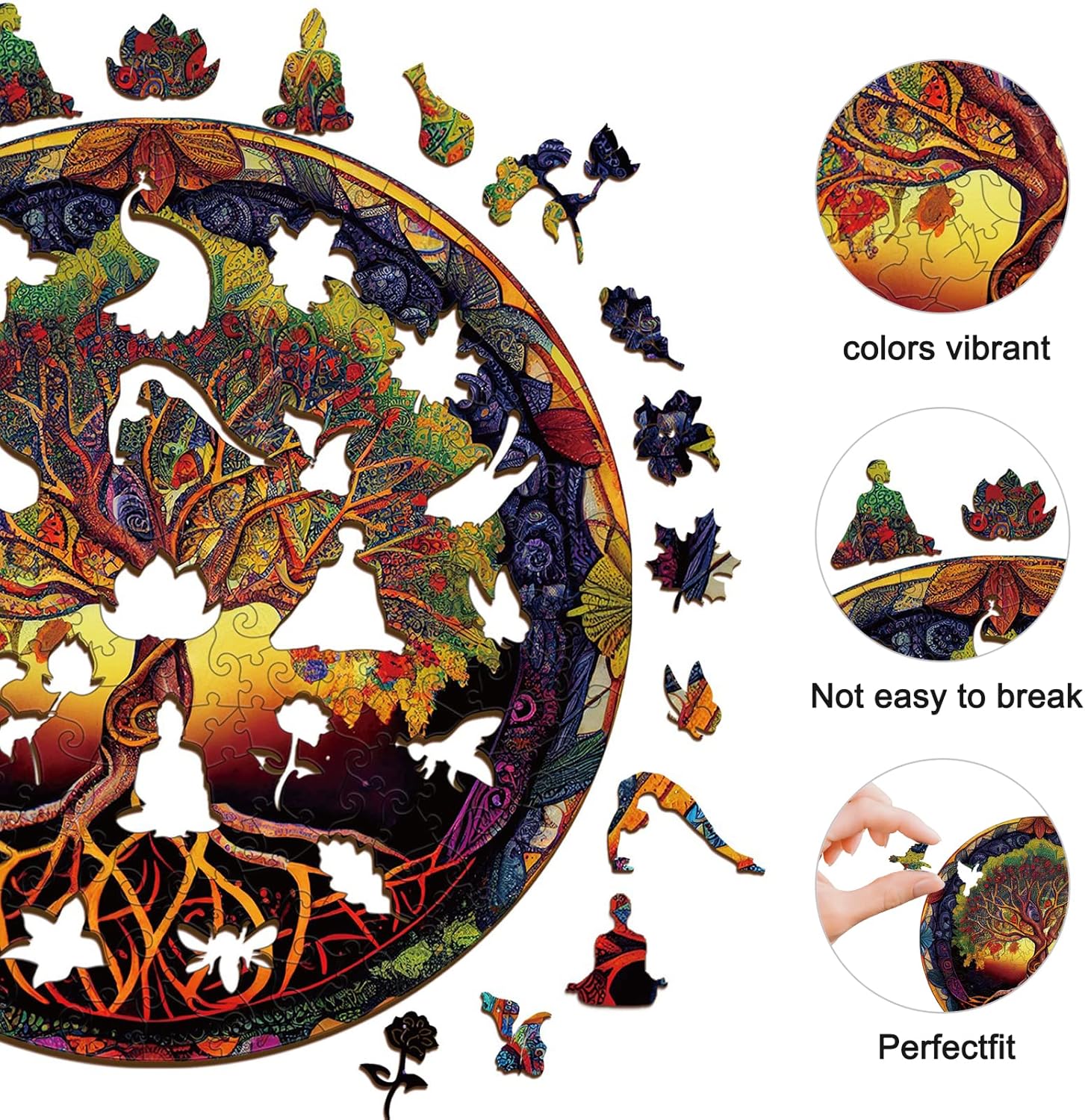 KAAYEE Wooden Jigsaw Puzzles-Wooden Puzzle Adult Unique Shape Advanced Tree Wooden Jigsaw Puzzle for Adult,Best Gift for Adults 13.8x13.8in 338pcs for Over 16 Years Old