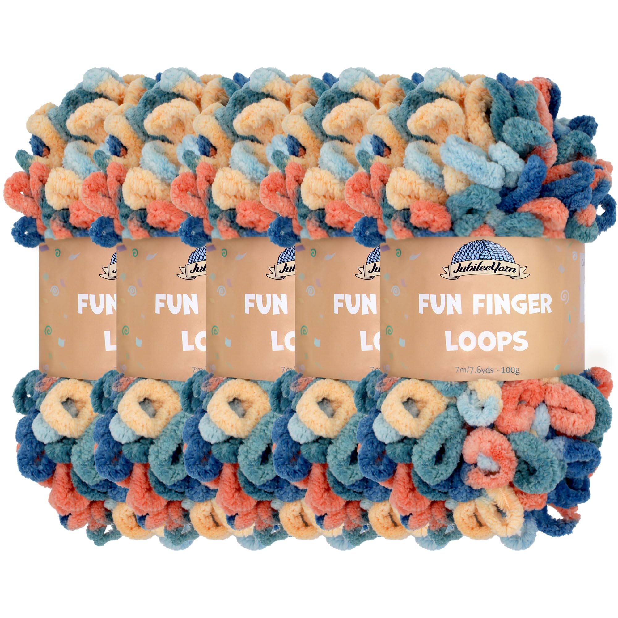 Hilo de poliéster jumbo para tejer fácil sin agujas con JubileeYarn Fun Finger Loops Nymphe