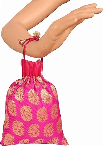 Miniatura 3 de Touchstone Hermosas bolsas de regalo reutilizables, respetuosas con el medio ambiente, brocado de cachemira con cordón grande para cumpleaños, boda,