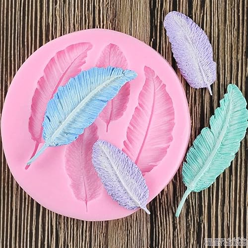 Miniatura 5 de Moldes de plumas para hornear  Moldes de caramelo rosa, moldes de silicona para jabón para manualidades de arcilla, moldes de plumas de fondant para