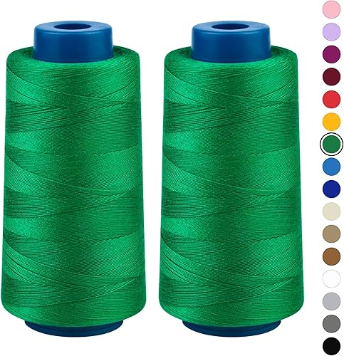 Miniatura 1 de Hilo de coser para tapicería Serger acolchado 2 carretes extra fuertes 20S3 2000yds Conos de hilo de poliéster, hilo multiusos resistente para