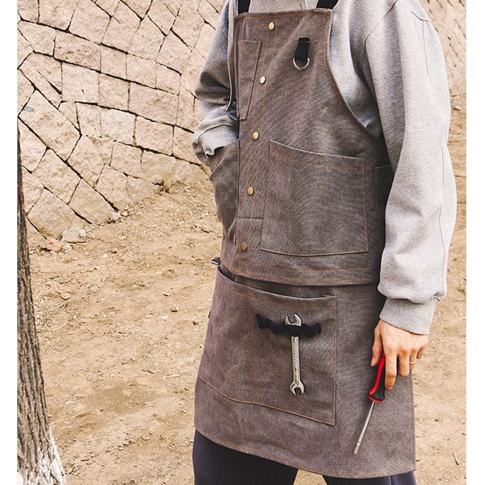 Delantal al aire libre, para camping, picnic, carpintería, hombre, mujer, lona, floristería siamesa, hogar, amarillo, Talla única