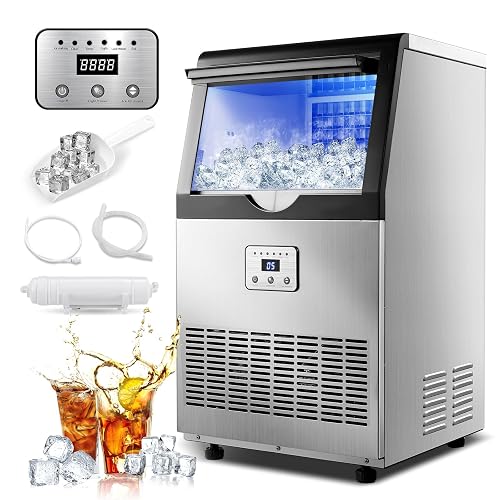 Amzgachfktch Commercial Ice Maker 100lbs/24H LED Digital Display