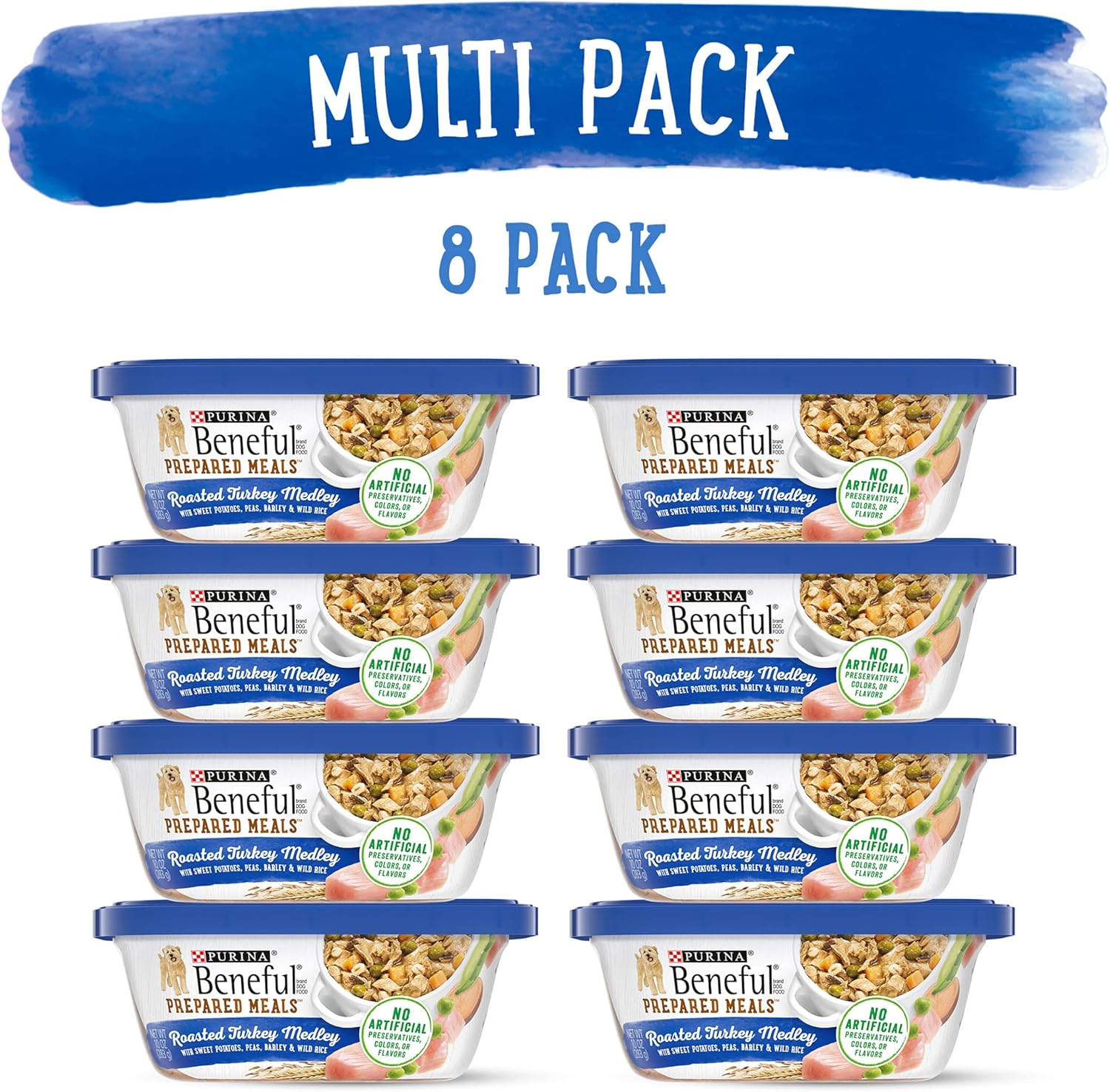 Beneful Purina Gravy Wet Dog Food, Prepared Meals Roasted Turkey Medley - (8) 10 oz. Tubs (Pack of 2)