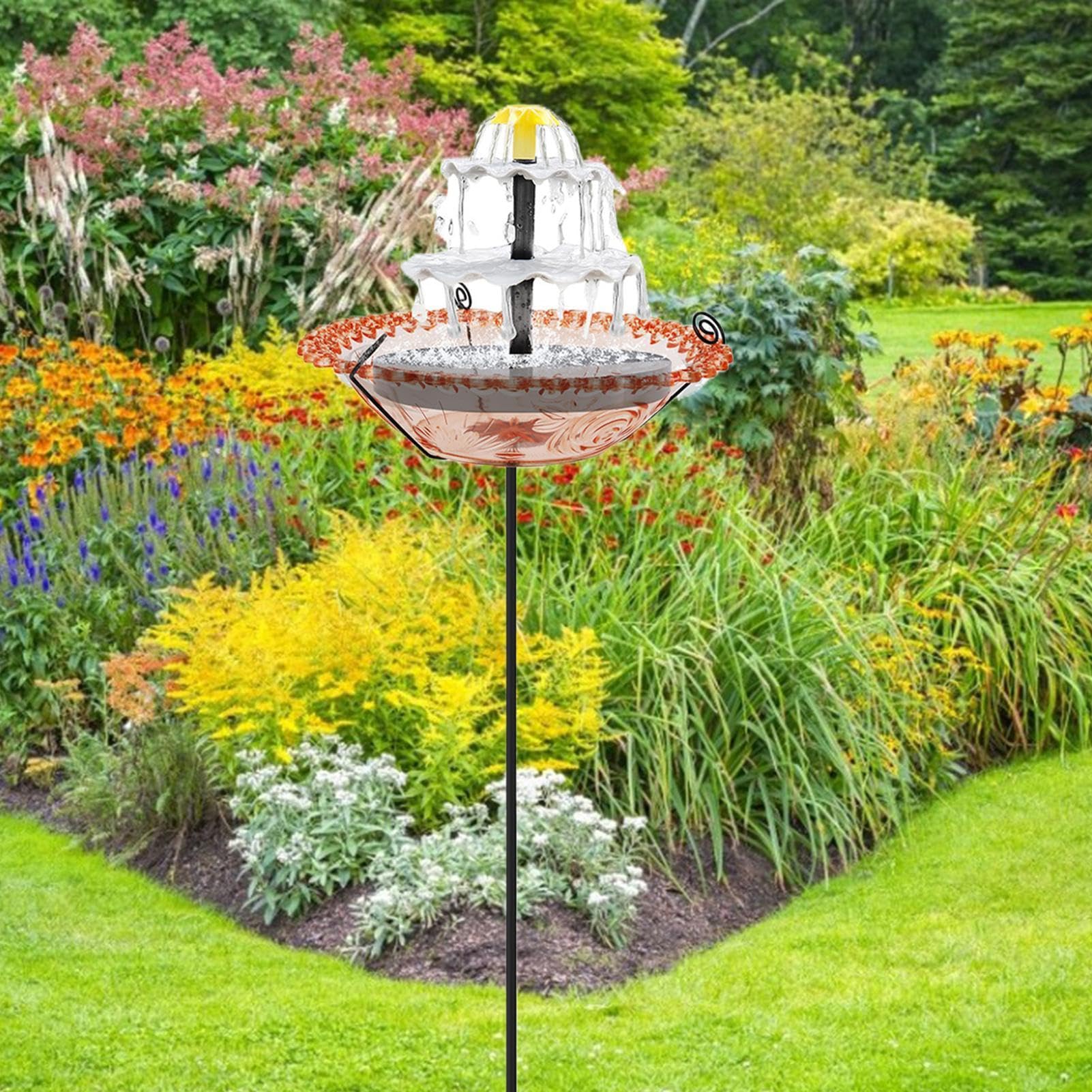 Fontana per Uccelli ad Energia Solare Alimentatore | Contenitore per Cibo per Passeri per Giardinieri Amanti della Natura Giardino Cortile Prato Ingresso Scuola