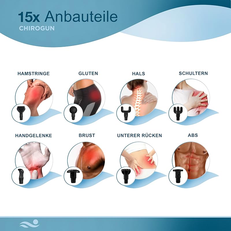 CHIROGUN Masszázspisztoly 14+1 Fejjel - 30 Sebességfokozatú Izommasszírozó Készülék Mély Szöveti Regeneráláshoz, Sportolóknak