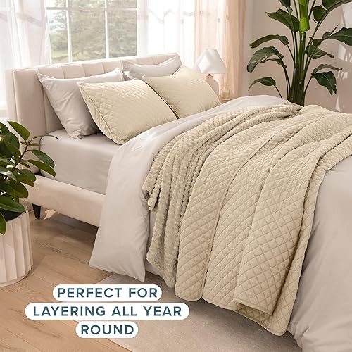 Miniatura 3 de Bare Home Juego de colcha  Decoración ligera de cama  Alternativa al edredón  Colcha acolchada para todas las estaciones (King, arena)