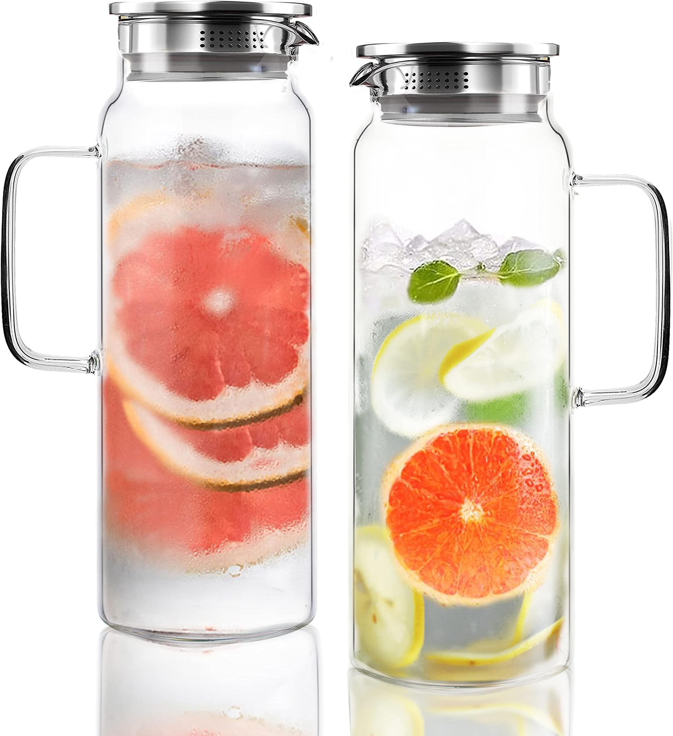 Richro Glass Carafe With Lids & Tags, Beverage Dispensers