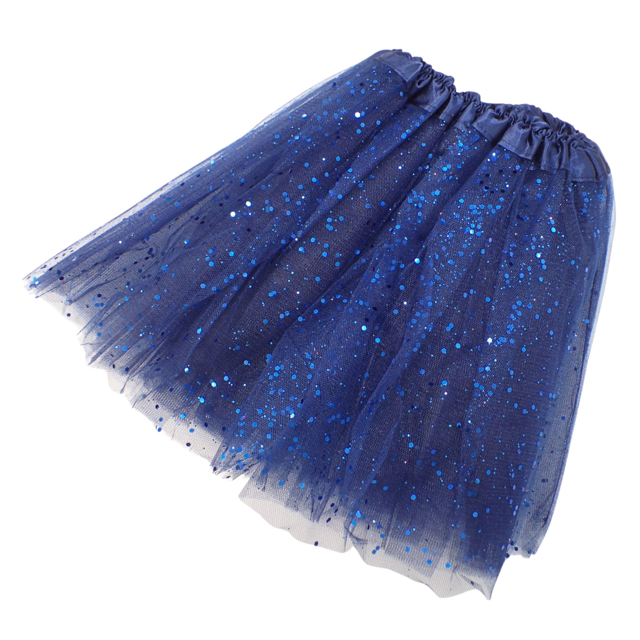 Topkids Accessories Pink Tutu for Girls, Angel Costume Girls, Princess Dress Up, Ballerina Costume for Girls, Glitter Skirt, Kids Tutu, Ballet Dress, Toddler Dress up, Fairy Costume (Sparkly Blue)