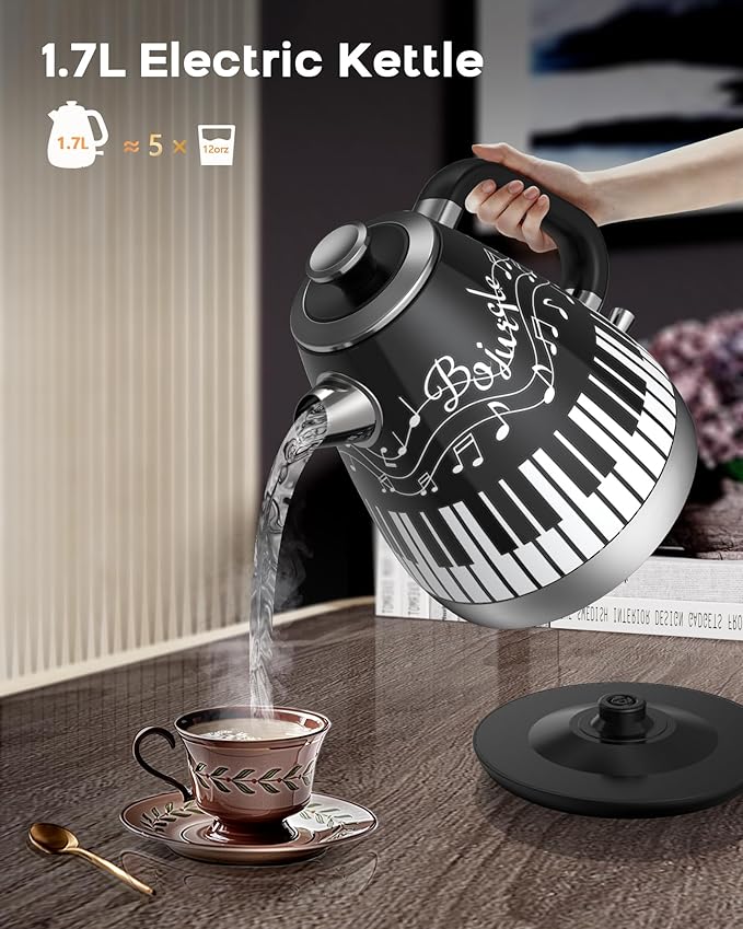 Hervidor Eléctrico Piano y Notas Musicales 1.7L Acero Inoxidable miniatura 5