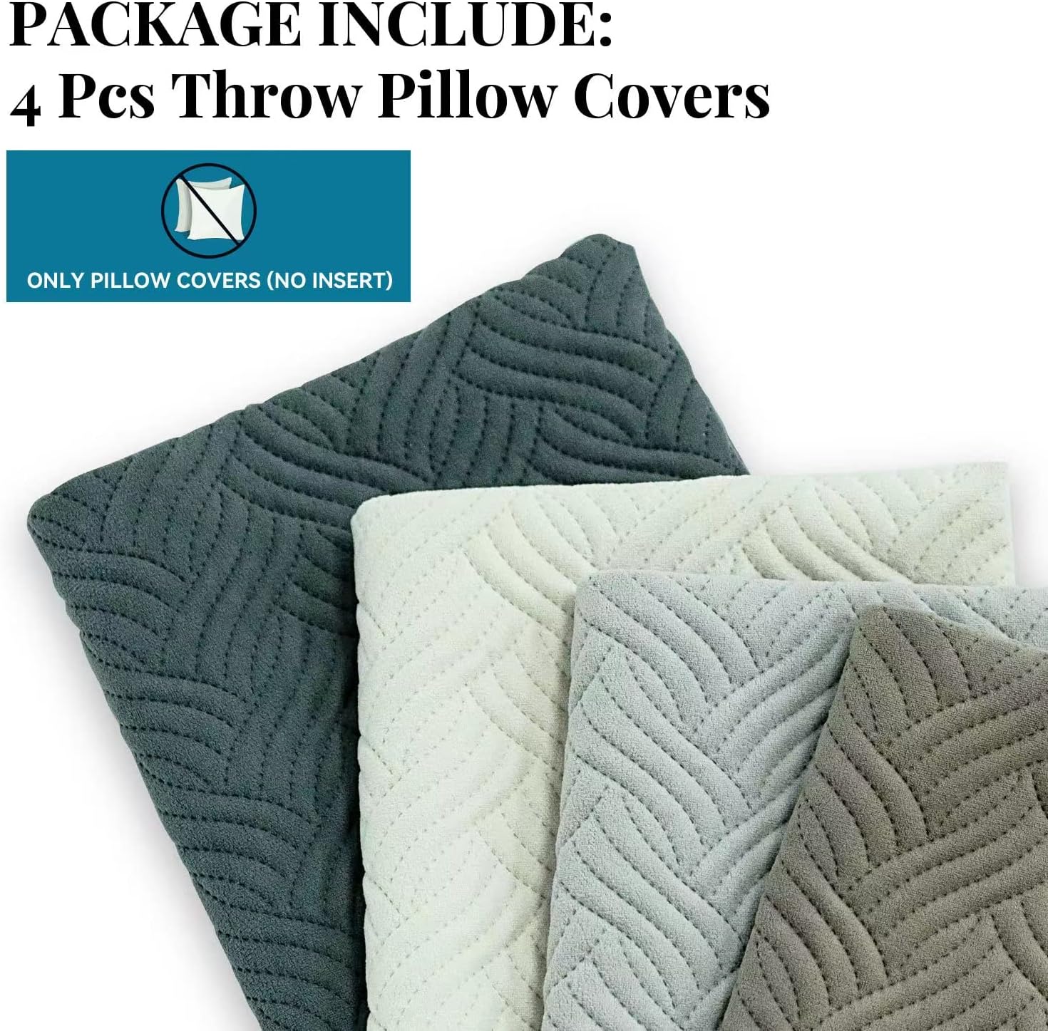 Neutral Pillow Covers 18x18 Decorative Throw Pillows for Couch Set of 4 Bedroom Living Room Home Decor Sofa Bed Cushion Cases Velvet Modern Mix and Match Dark Grey Brown White