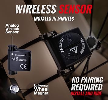 CATEYE Padrone Wireless Bike Computer Oversized Display Cyclocomputer, Wireless Speedometer & Odometer, FlexTightTM Mount, Auto Start/Stop, Programmable Odometer