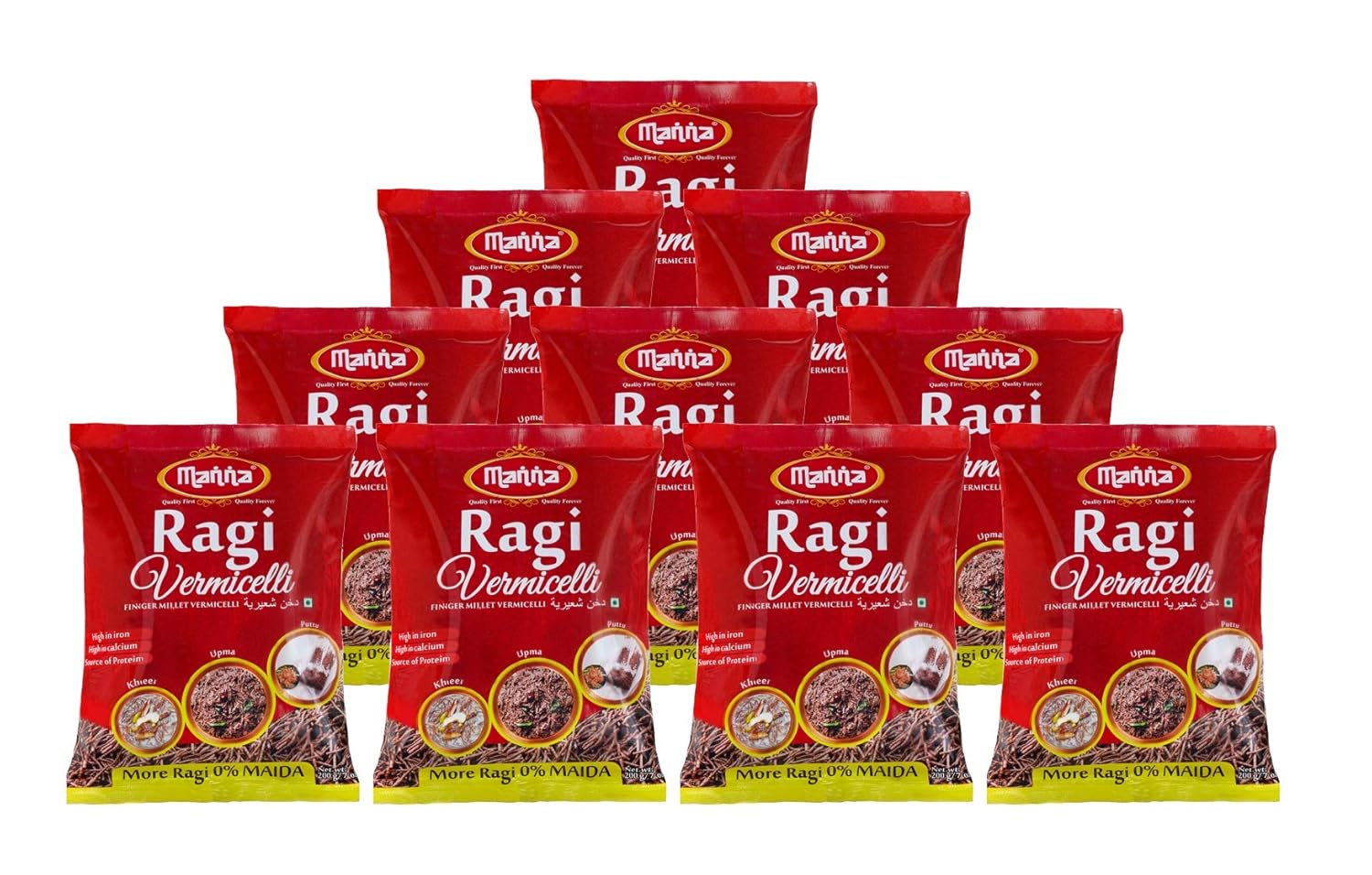 Manna Ragi (Finger Millet) Vermicelli Noodles (Semia) 2kg (200g x 10 Packs)