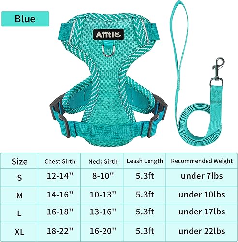 Miniatura 4 de AIITLE Arnés de chaleco súper transpirable para perro, arnés ajustable con correa  Banda reflectante de área grande y hebilla de liberación rápida