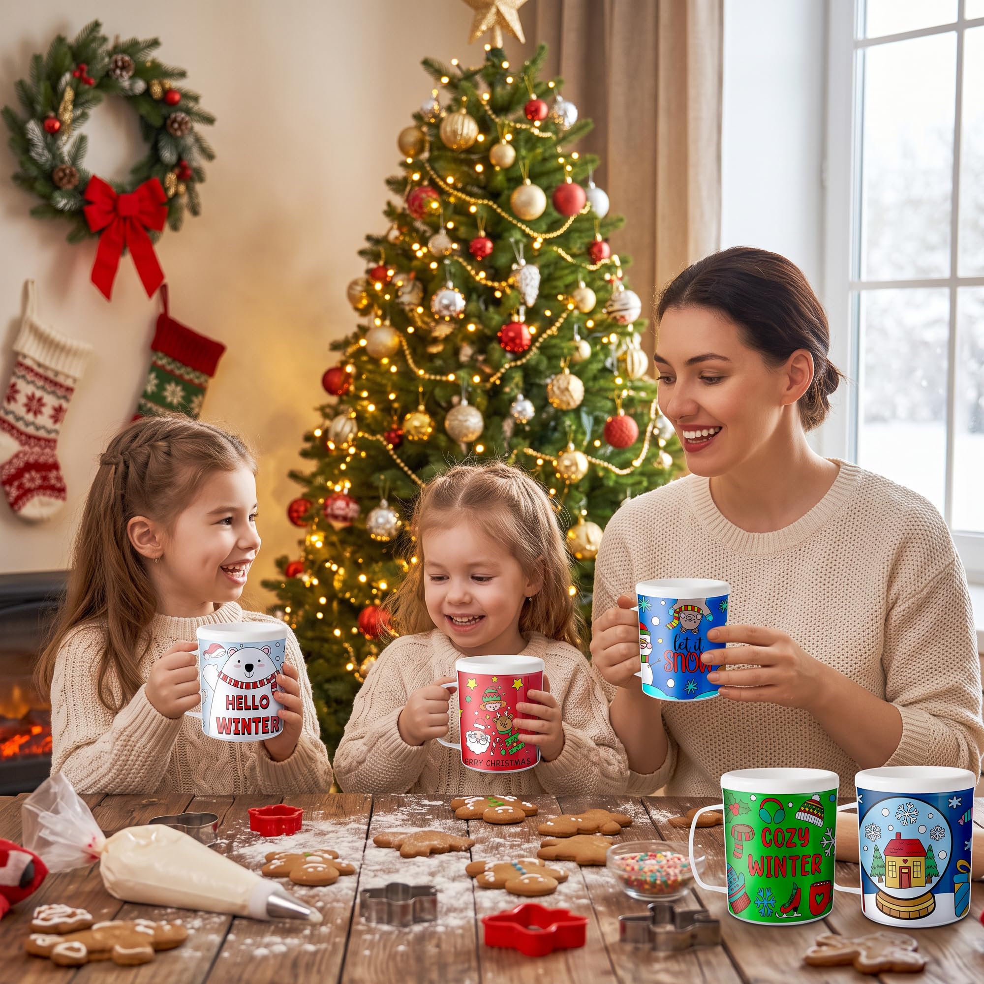 Lot de 12 tasses de Noël à colorier vos propres tasses pour enfants
