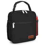 Small Lunch Box Insulated Lunch Bag for Men Women Kids, Reusable Lunch Bags Portable Small Lunch boxes Cooler Bag for School/Work/Picnic, Black 12-Can(6.5L)