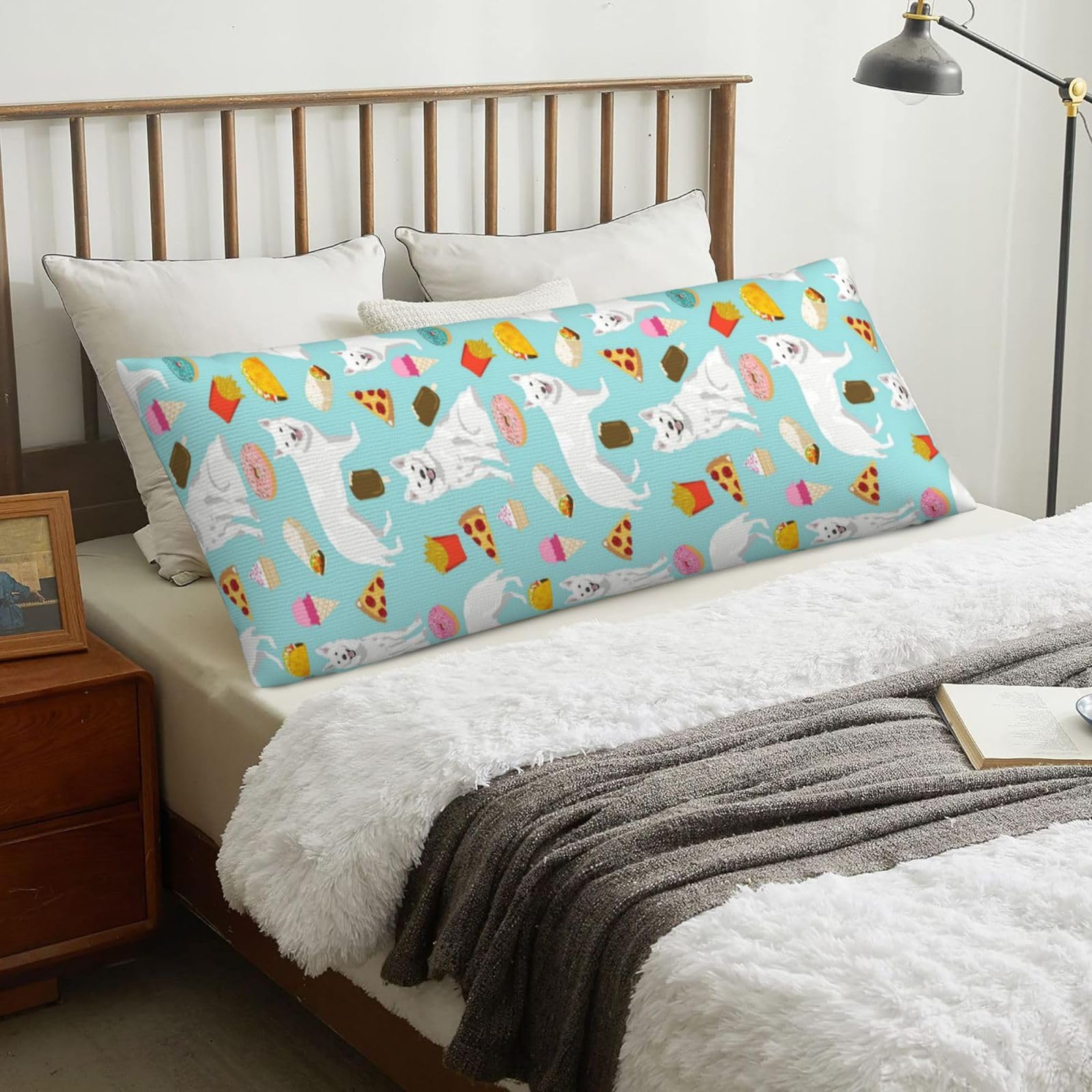 White German Shepherd, Body Pillow Cover with Zipper,Long Body Pillowcase 20 x 60 in