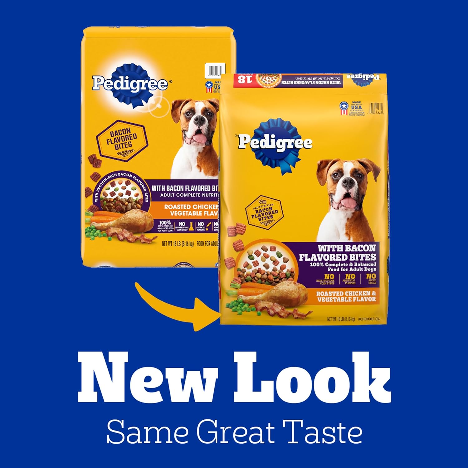 Pedigree Dry Dog Food, Roasted Chicken & Vegetable Flavor with Bacon Flavored Bites, 18 lb. Bag