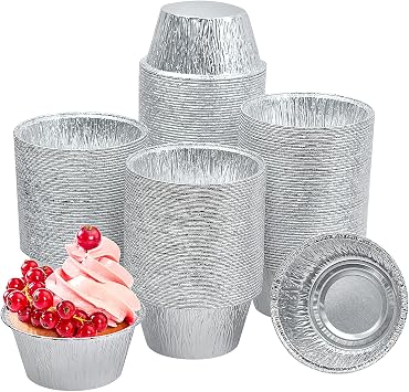 Baking Cups Cupcake Liner, 150 Pack Aluminum Foil Cupcake Pan 4 Ounce Muffin Liners Pudding Liners Holders 150