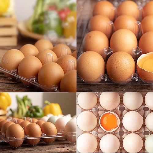 Miniatura 5 de Paquete de 70 cajas de huevos de plástico reutilizables transparentes para huevos de pollo, capacidad para 12 huevos cada uno