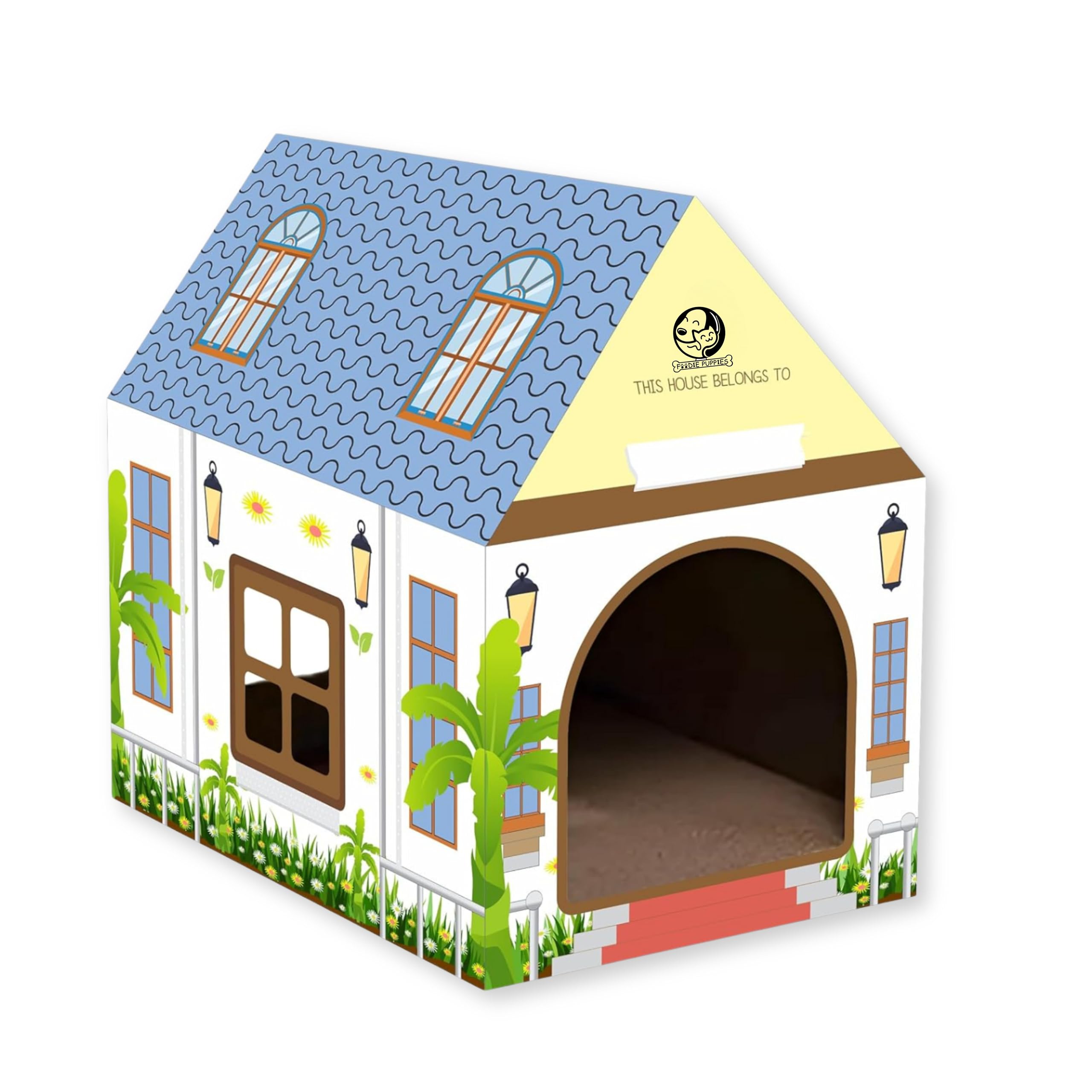 Foodie Puppies Cardboard Scratch Pads with Catnip for Cats and Kittens - (Cottage Scratcher) | Cat Play House for Indoor, Cats Corrugated Scratcher Box for Furniture Protection