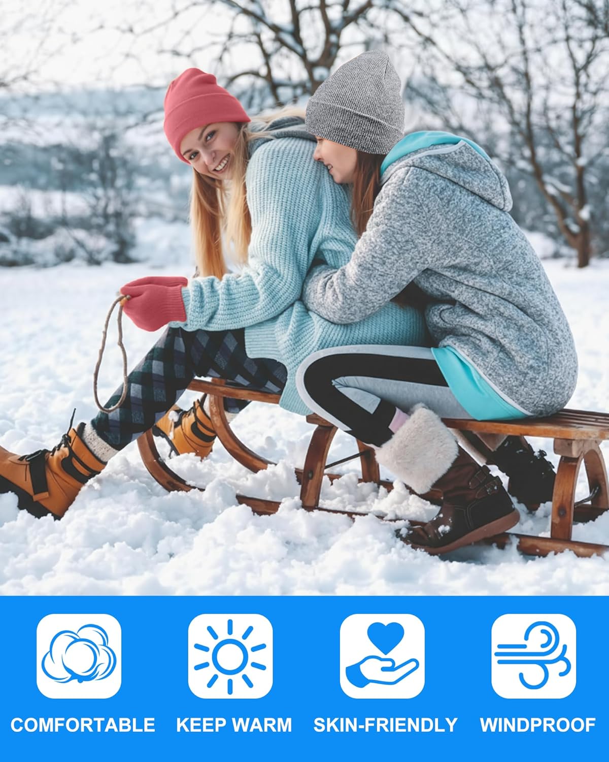 18 Pcs Winter Beanie Hats and Gloves Set Bulk for Homeless Men Women Knit Stretch Skull Cap Thick Thermal Warm Gift - Image 5