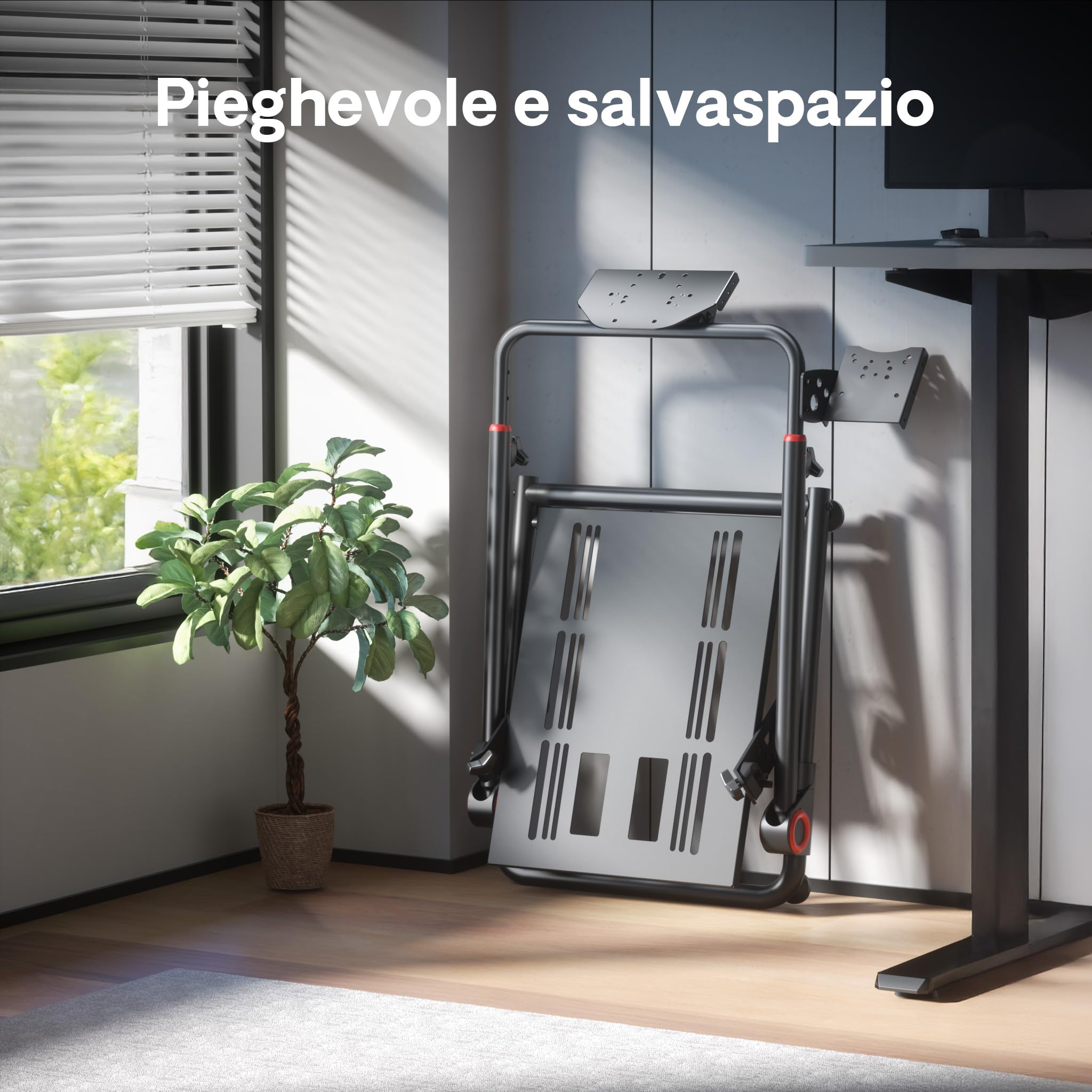 Wiltec Supporto per volante e pedaliera, 68 x 82 x 83 cm, postazione volante richiudibile per sim racing, fissaggi per volante, leva del cambio e pedali