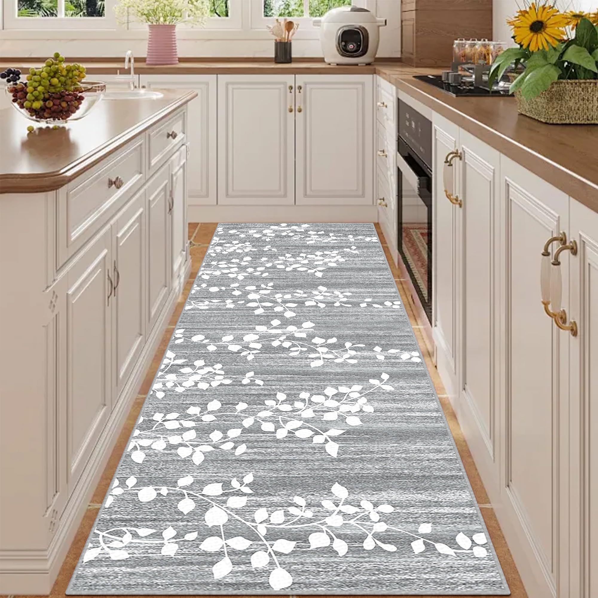 Tapis de sol entree couloir 40x120 absorbant lavable gris antidérapant