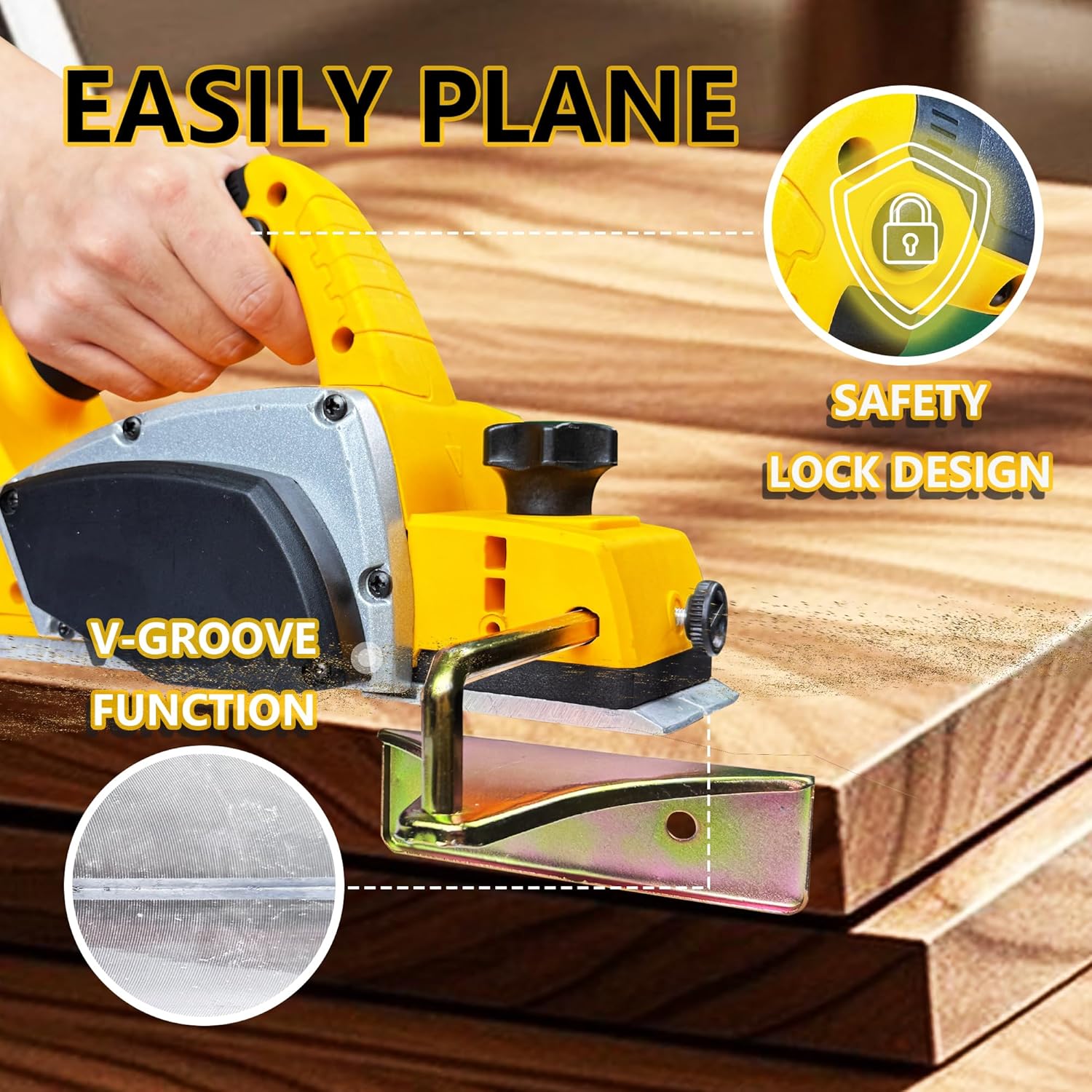 Cordless Brushless Handheld Planer Compatible with Dewalt 20V MAX Battery, 3-1/4″, 15000 RPM, Power Planer Tool Only (No Battery), Electric Wood Planer for Woodworking, Carpenter and Home DIY