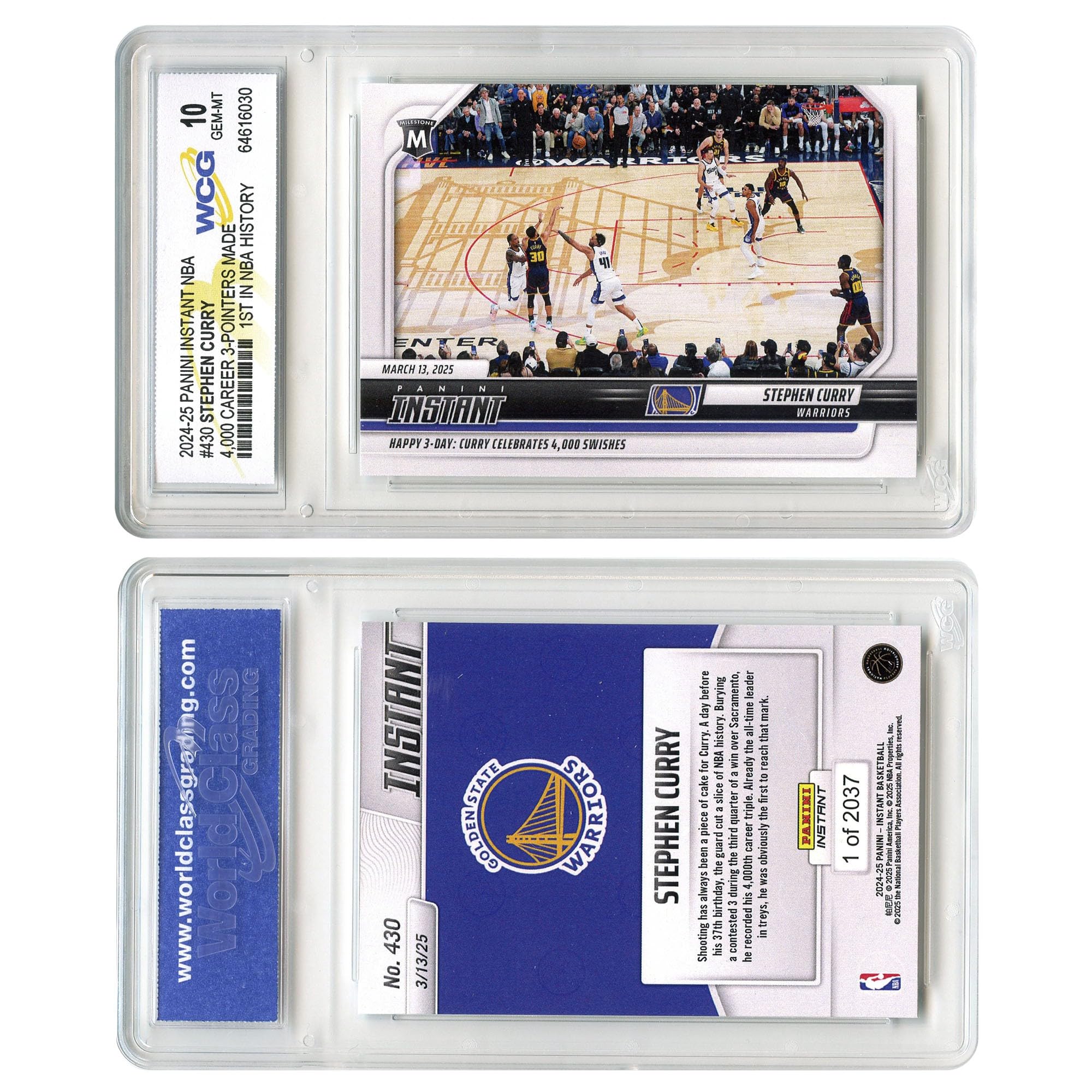 steph curry graded card Amazon.com: 2025 NBA Panini Steph Curry 1st Ever 4,000 3-Pointers Made Card  #430 Golden State Warriors