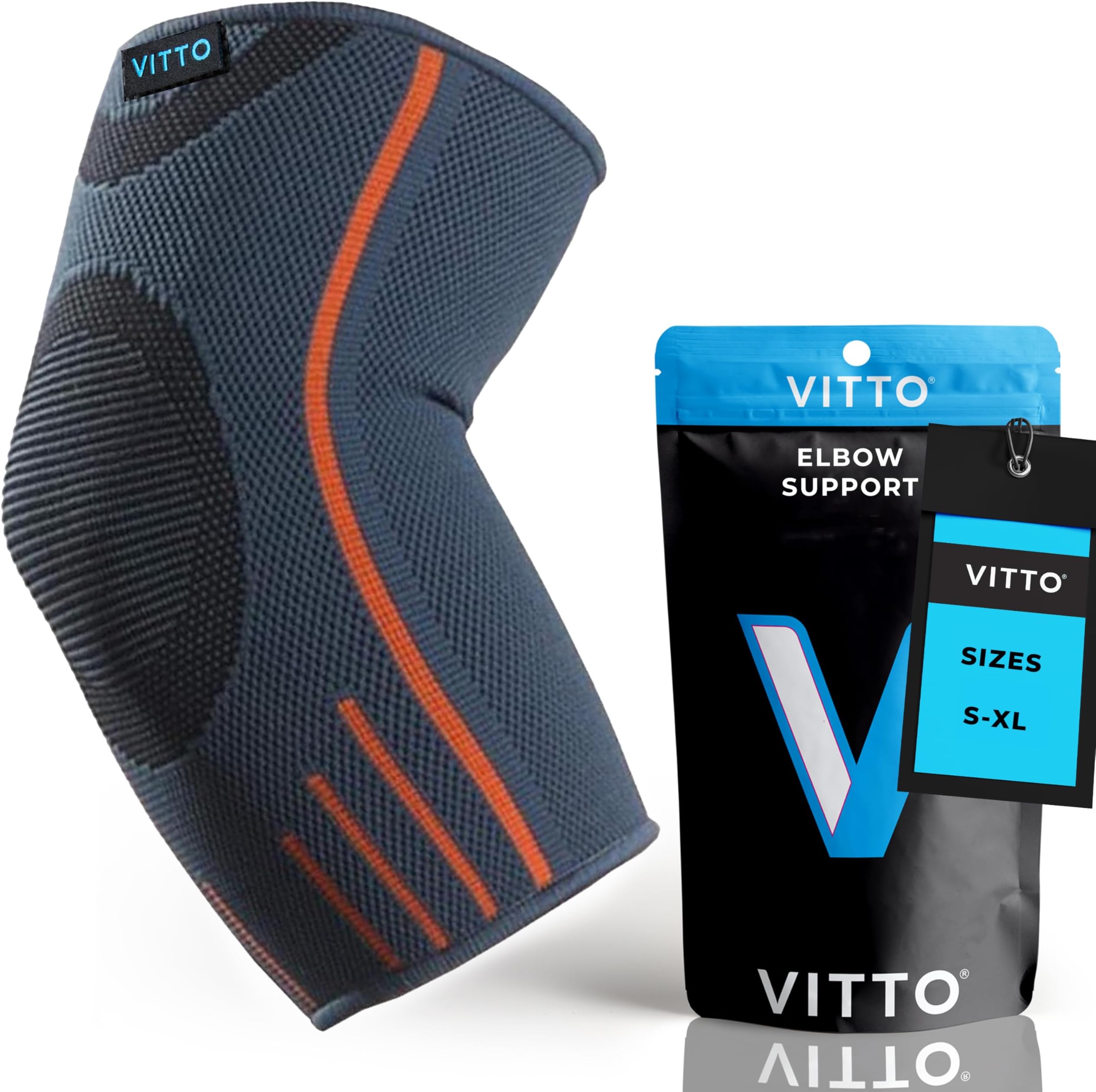 Elbow Support for Men & Women - Compression Sleeve for Tendonitis, Arthritis, Injury - Tennis Elbow Support Strap, Elbow Sleeves for Weightlifting (XL, Grey, Single)