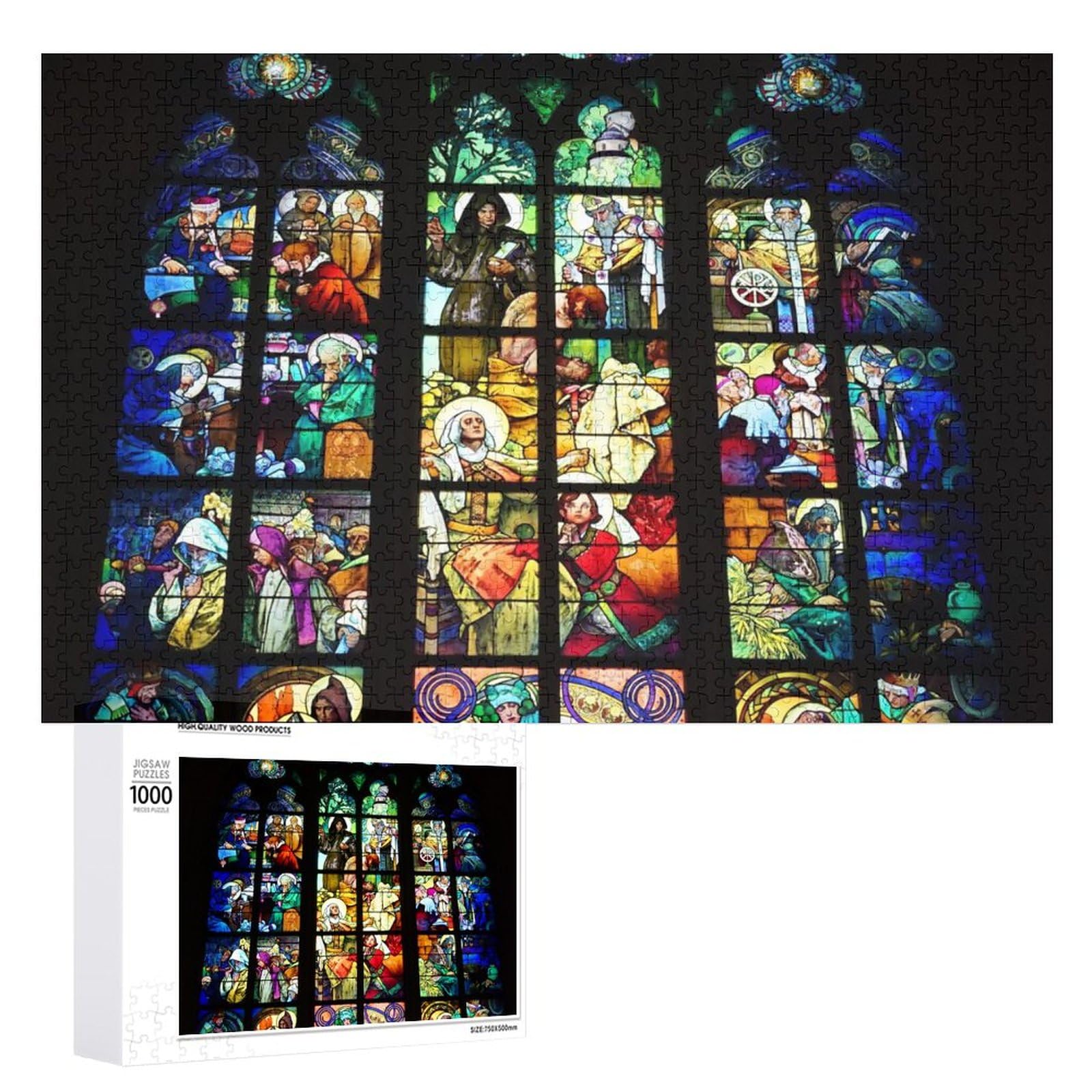 Amazon.co.jp: パズル プラハ聖ヴィート大聖堂 ステンドグラス絵画 