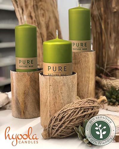 Miniatura 5 de HYOOLA Velas de pilar naturales puras, hechas de cera 100% natural, sin parafina, 2.3 x 5 pulgadas, velas de pilar verdes, paquete de 4