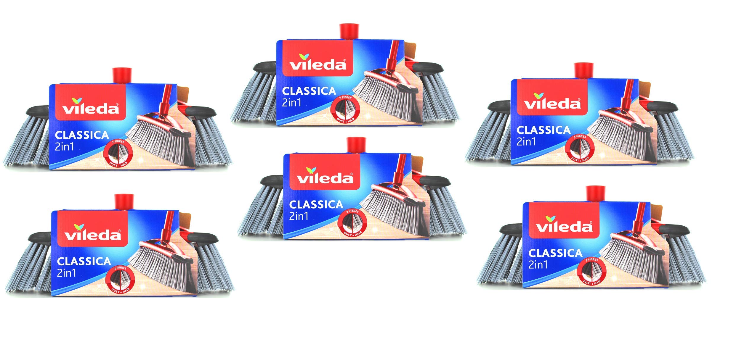 6 x VILEDA Scopa Classica 2 In 1 Senza Manico