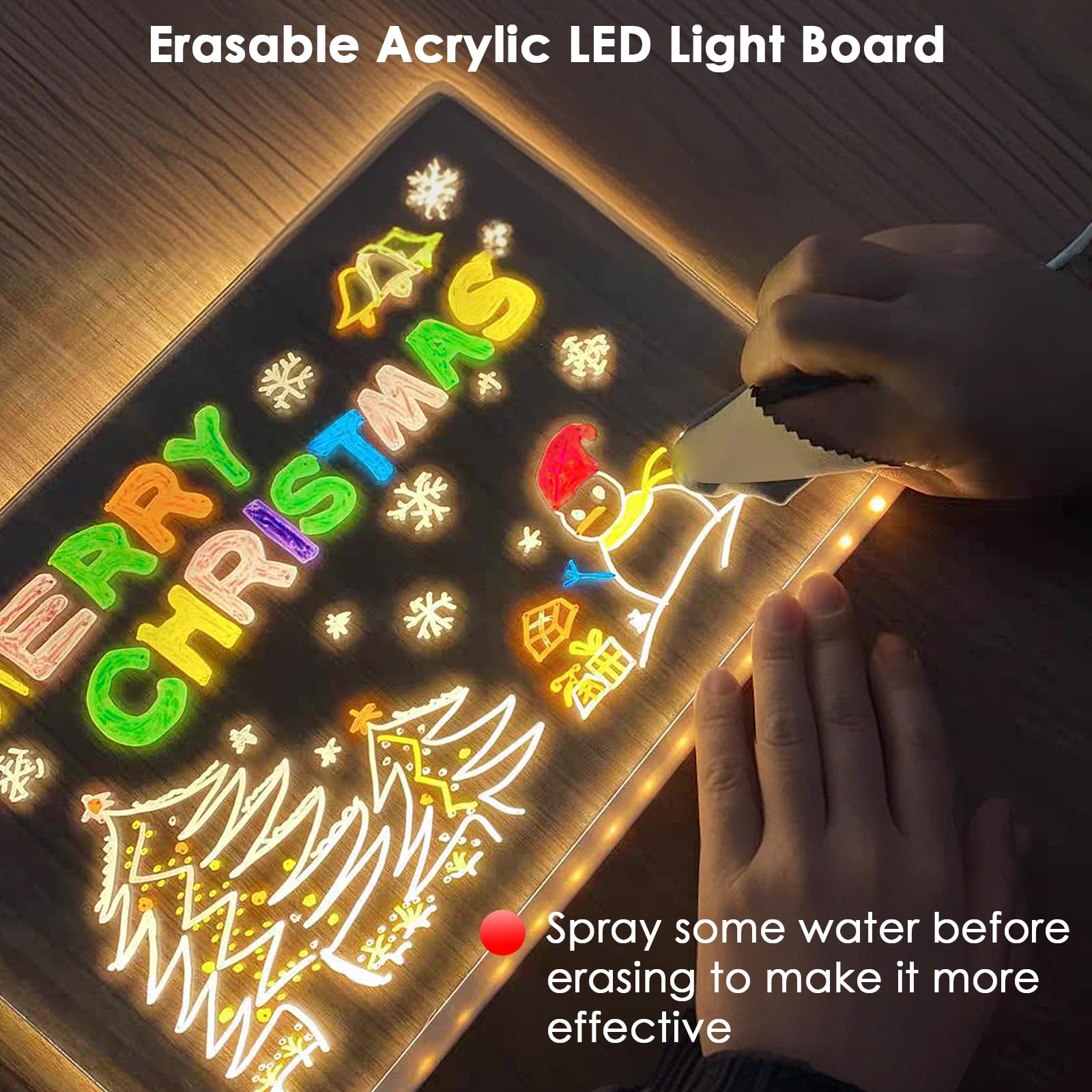 Pizarra Luminosa LED 7 Colores con Soporte, Tablero Acrílico 20x30 cm para Niños