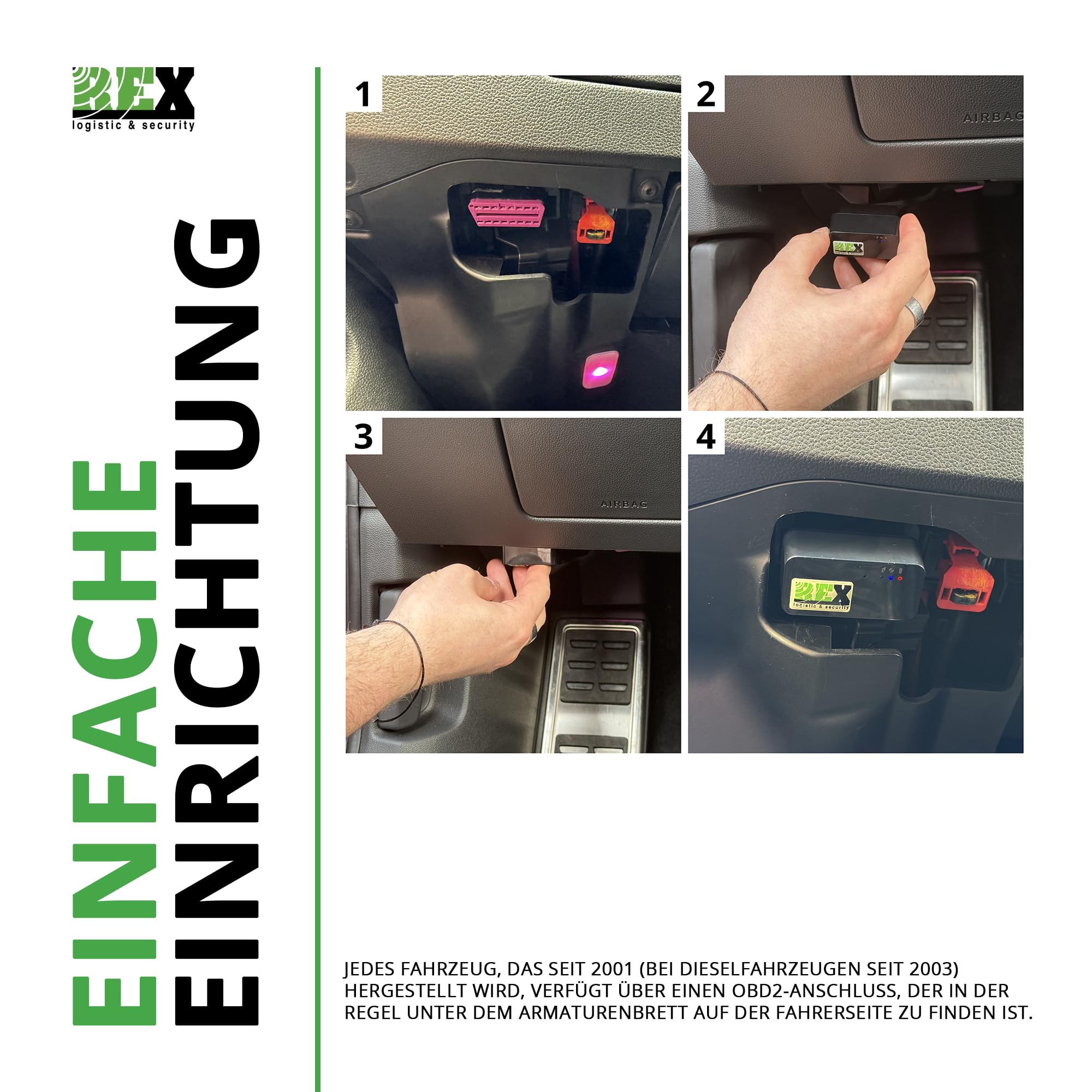 REX Link OBD2 GPS Tracker Auto 4G - Localizzatore GPS OBD2 con scheda SIM, localizzazione in tempo reale tramite app (Android e iOS), dispositivo di localizzazione del veicolo per veicoli con