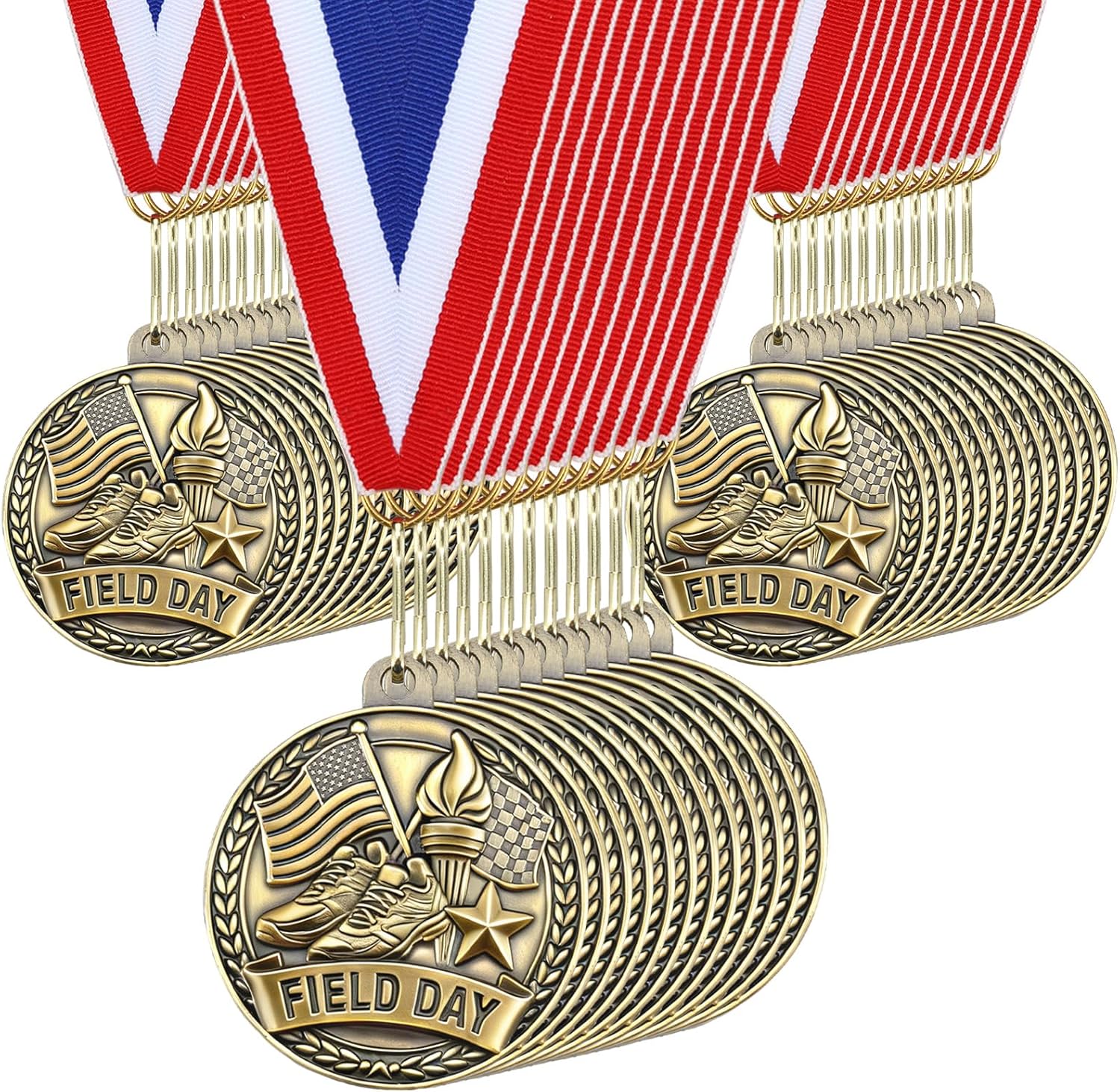 Equsion 36 Pcs 2'' Gold Award Medals Bulk for Kids Honor Roll Readers Science Fair Religious First Communion Most Improved Tball Field Day Drama Math Winner Prize Gift