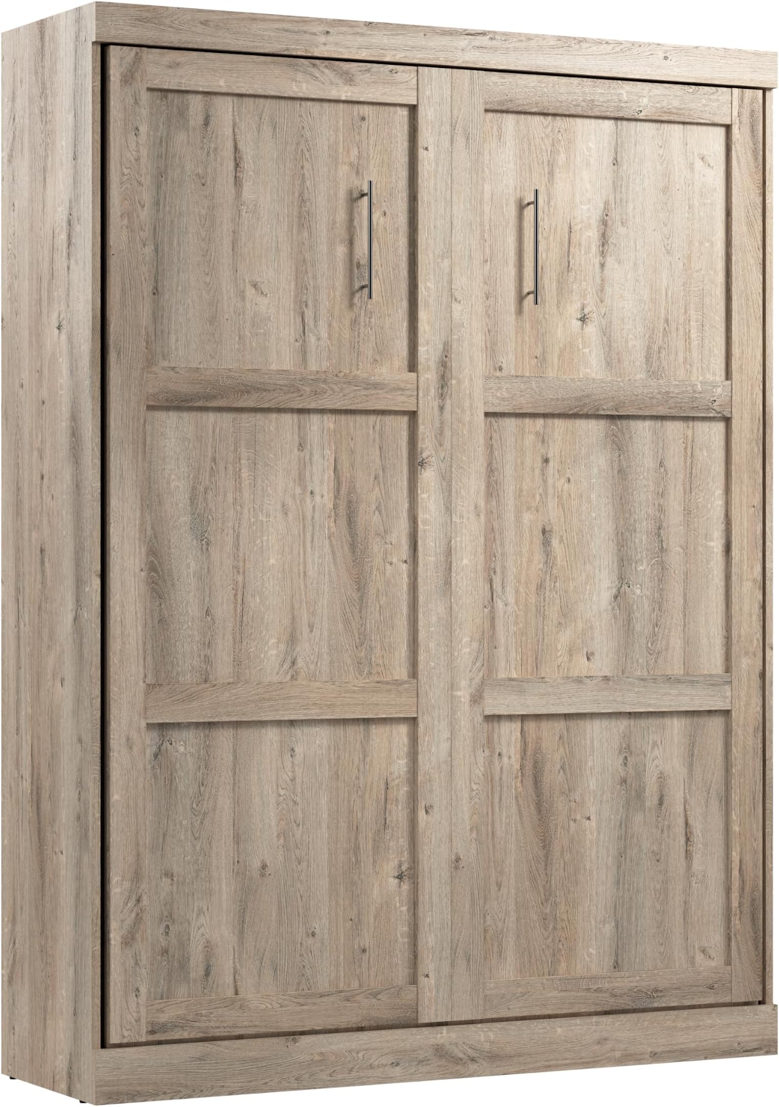 Pur Queen Size Murphy Bed in Rustic Brown, 65-inch Space-Saving Sleeping Arrangement for Multipurpose Area, Bedroom, Guest Room, or Living Room