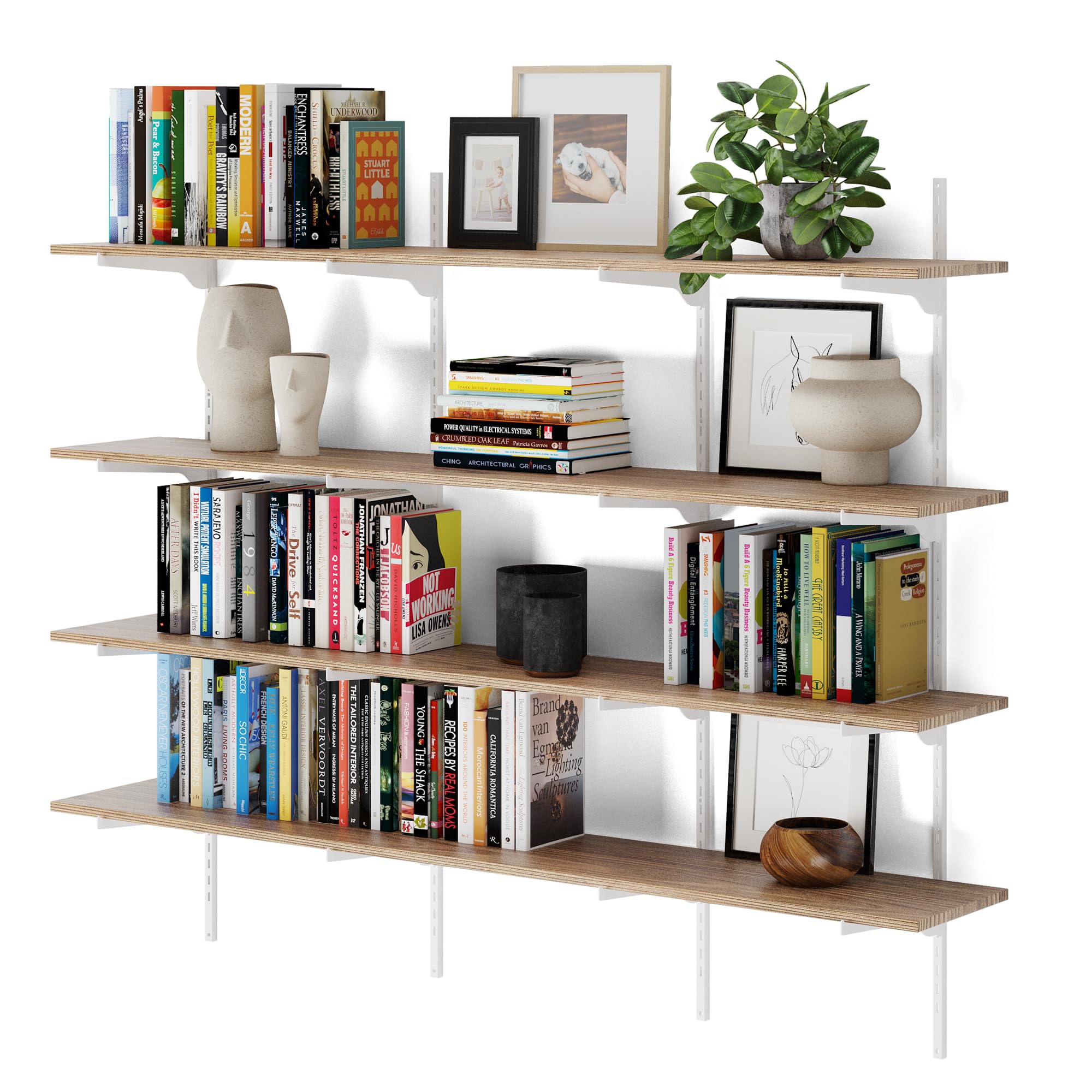 Wallniture Turin 60 inch Long x 10 inch Deep Wooden Floating Shelves, Wall Storage Shelf with Rustic Wood Board, Bookshelf with Adjustable Bracket