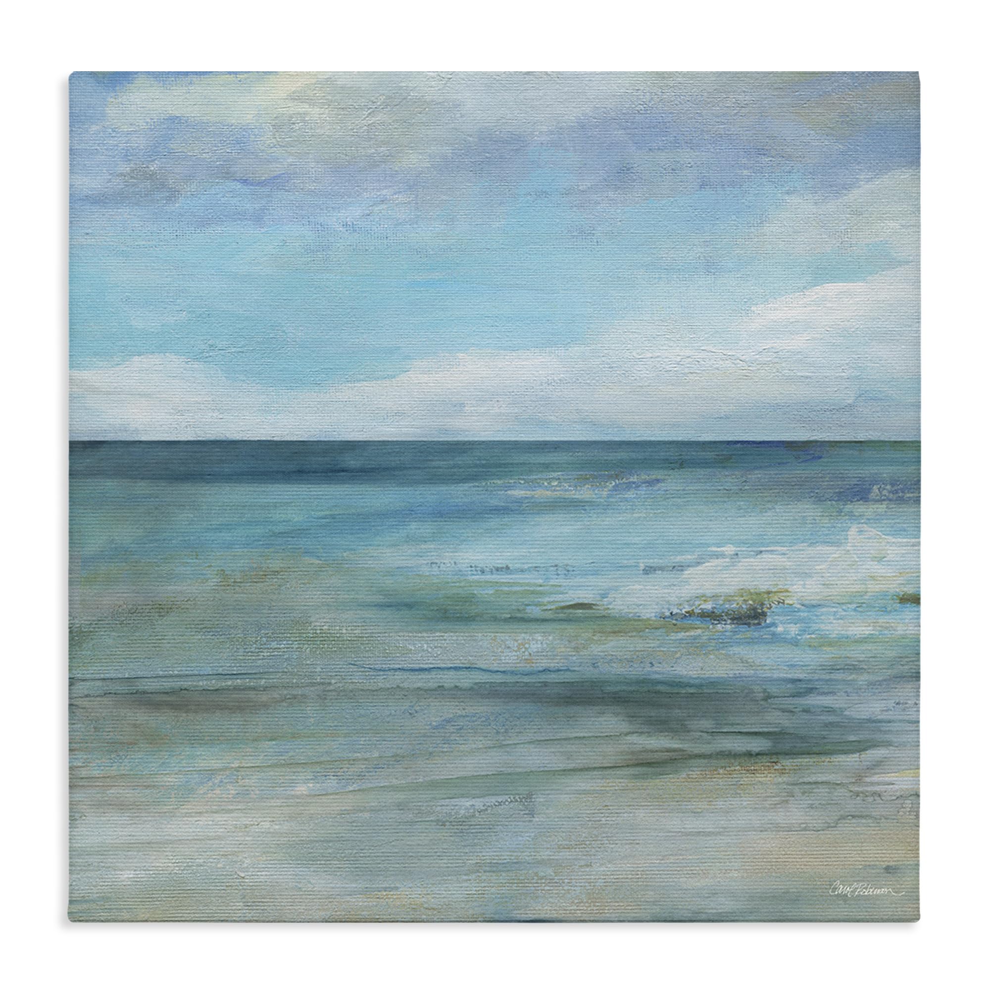 Stupell Industries Aqua Ocean Horizon Serenity 'Aqua Ocean Horizon Abstract', Canvas Art, 24 X 24 Inches, Easy To Hang And Sturdy, Made In Usa, By Carol Robinson