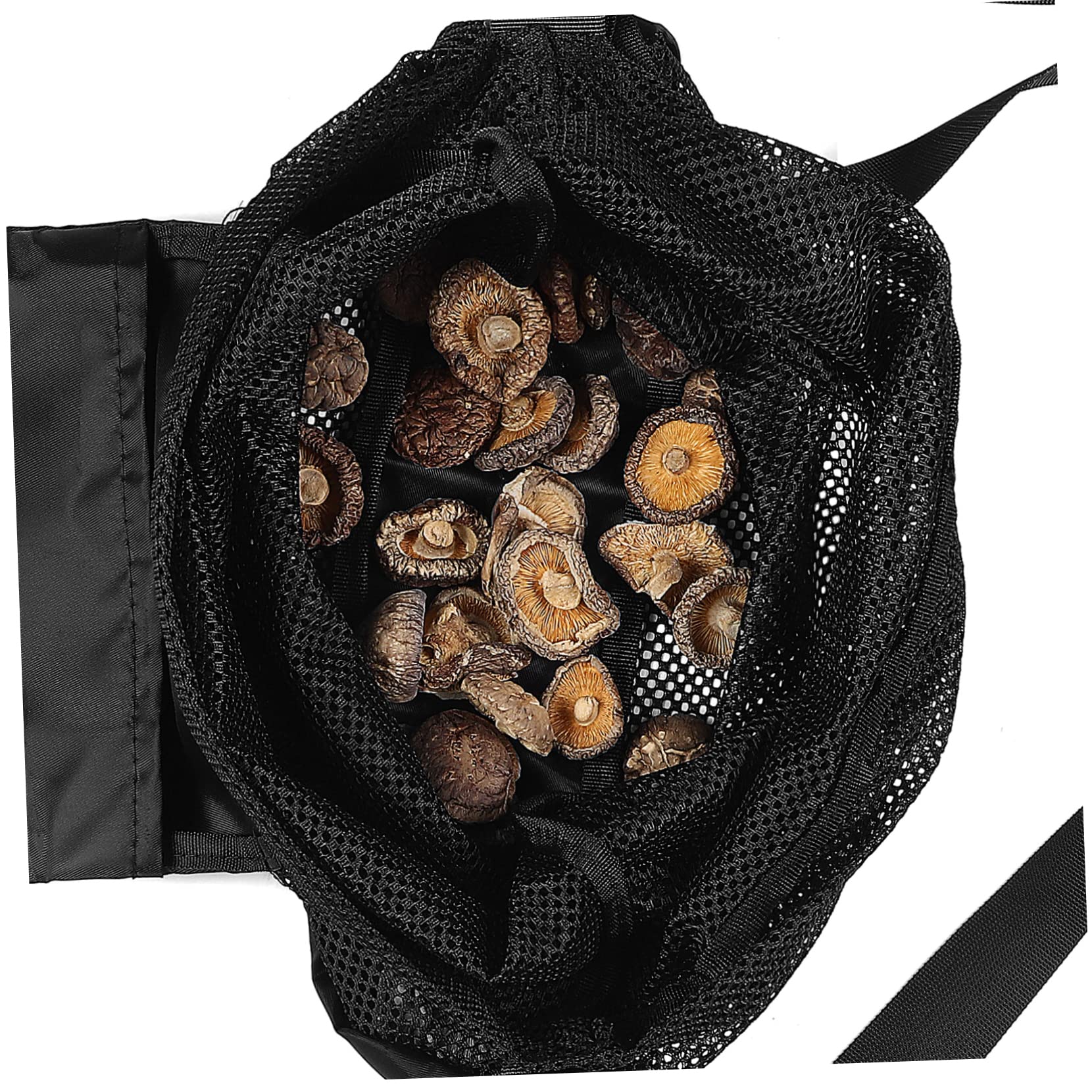 Bolsa de Forrajeo para Setas 2 Piezas de Poliéster Negro | Bandolera y Base Rígida, Malla Transpirable, Pensada para Recolección en Salidas al Bosque
