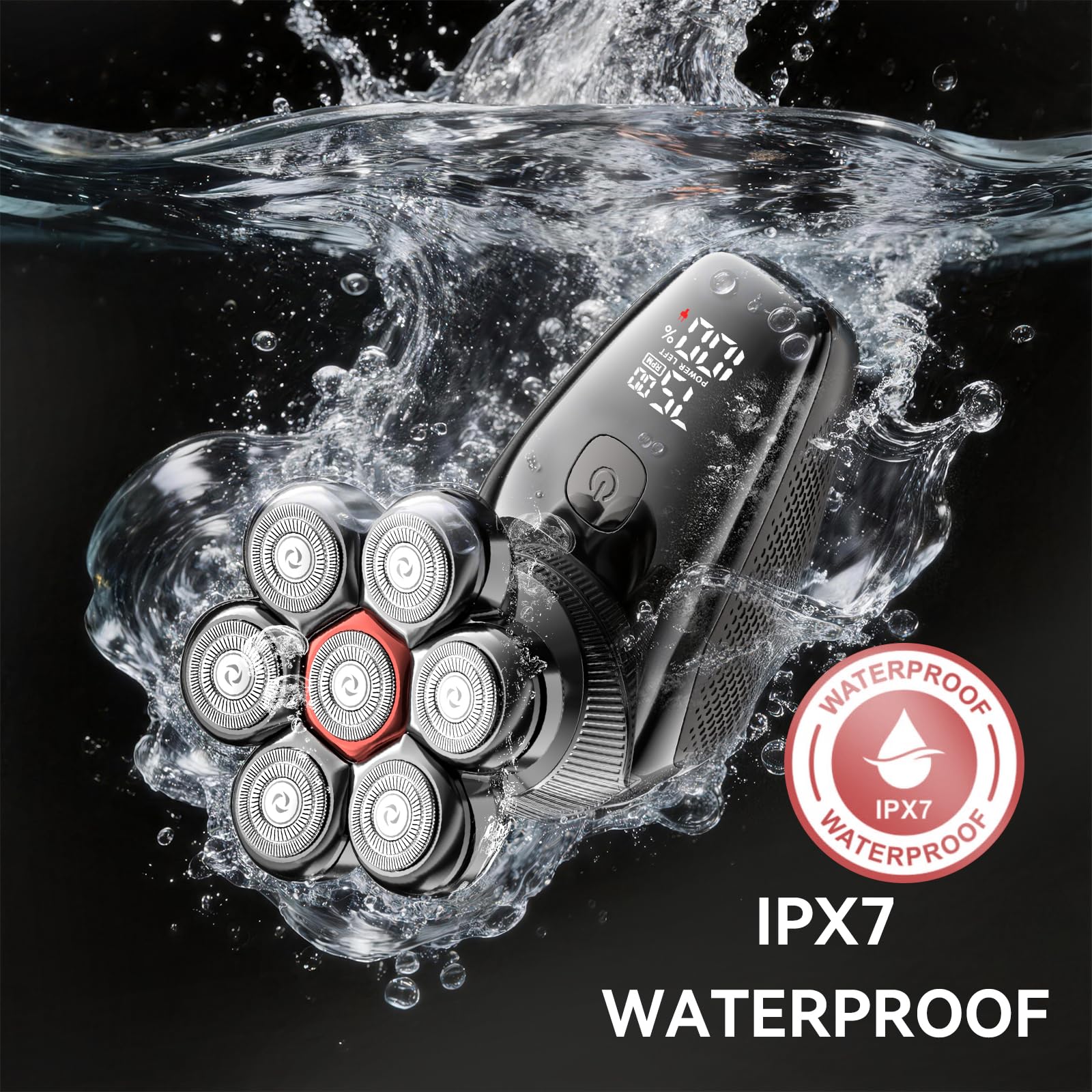 3in1 Glatzenrasierer für Männer, 7D Elektrorasierer mit Etui, Groomer Shaver & Bartschneider, Nass/Trocken IPX7 Wasserdicht, 120 Minuten USB Wiederaufladbarer Rasierer für Gesicht & Körper
