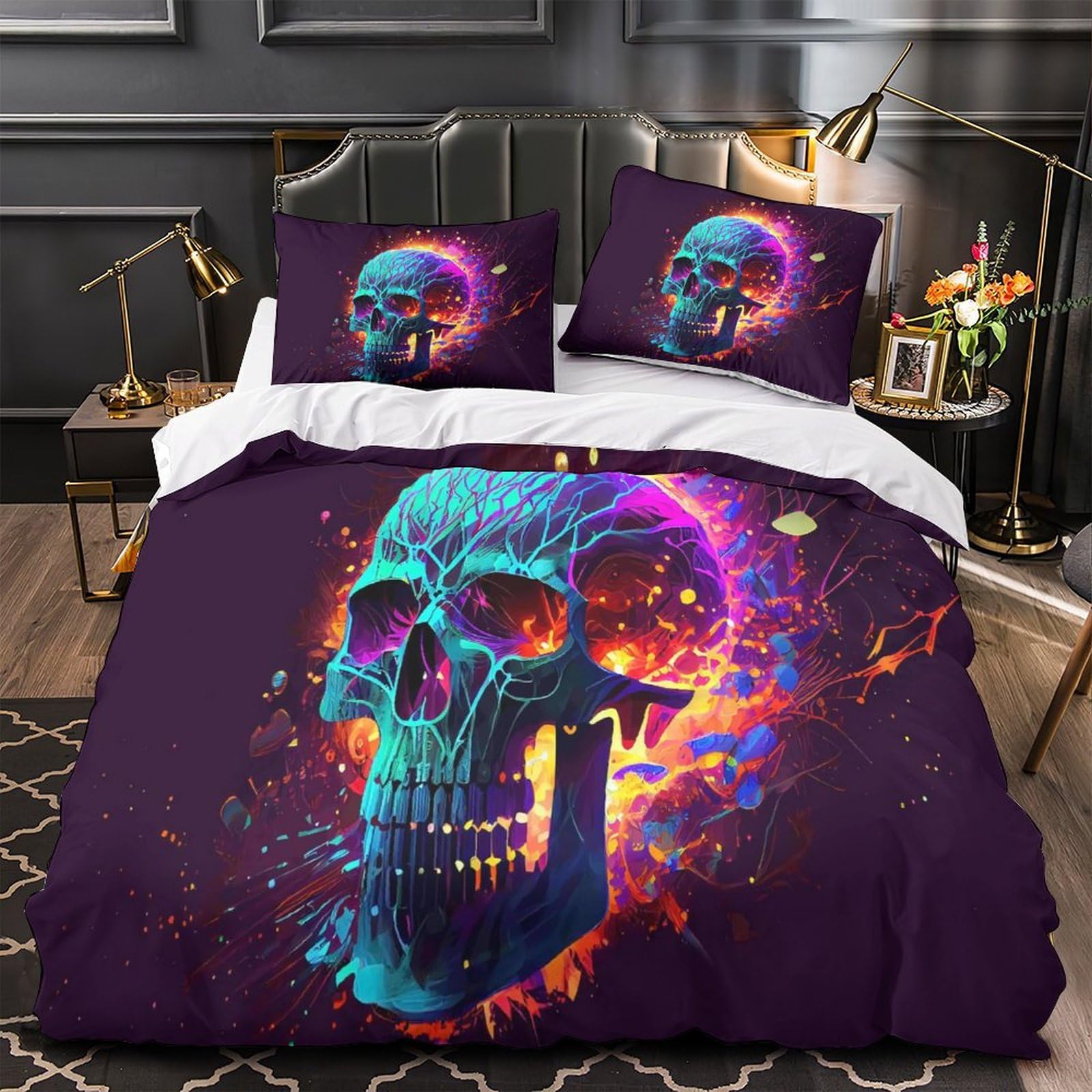 Housse de couette king tourbillons néon microfibre ultra douce effet 3d premium