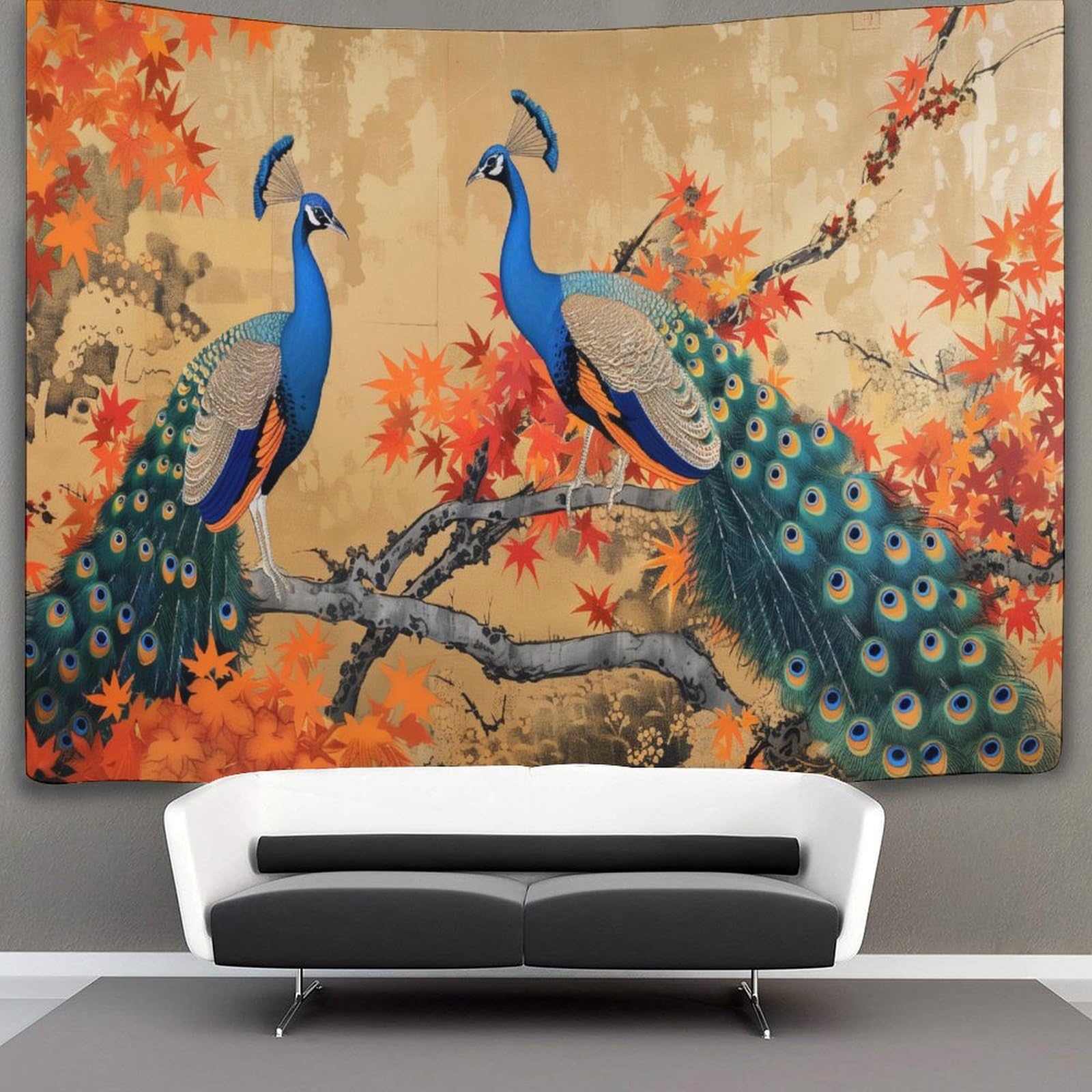 kaiyun Majestic Peacocks Tapestry,Birds Animals Wall Hanging,Wall Art for Bedroom Aesthetic Home Decoration for Living Roombedroom 180cmx230cm