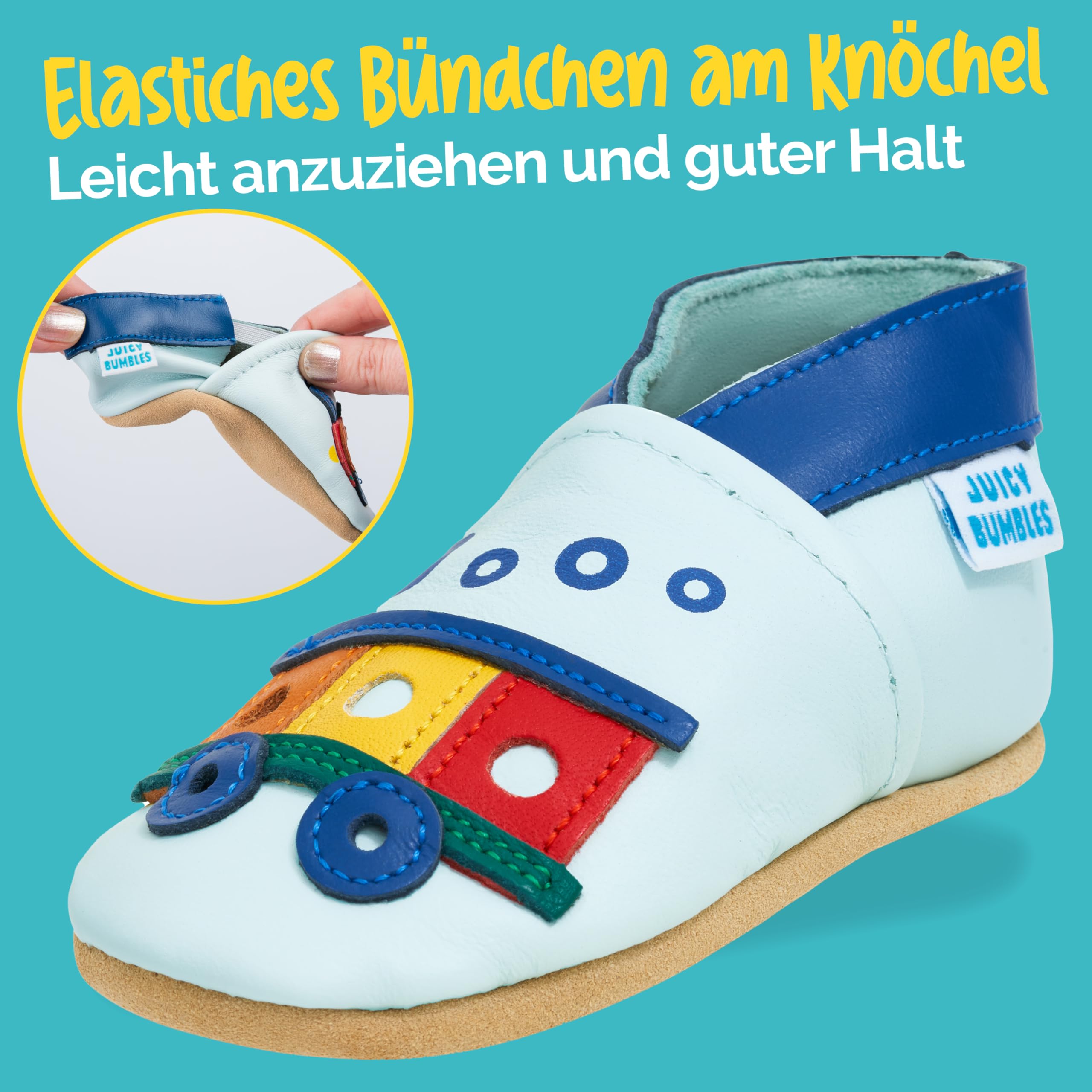 Juicy Bumbles Krabbelschuhe Baby Lauflernschuhe Mädchen Jungen Leder mit Wildledersohlen - 0-6 Monate bis 2-3 Jahre