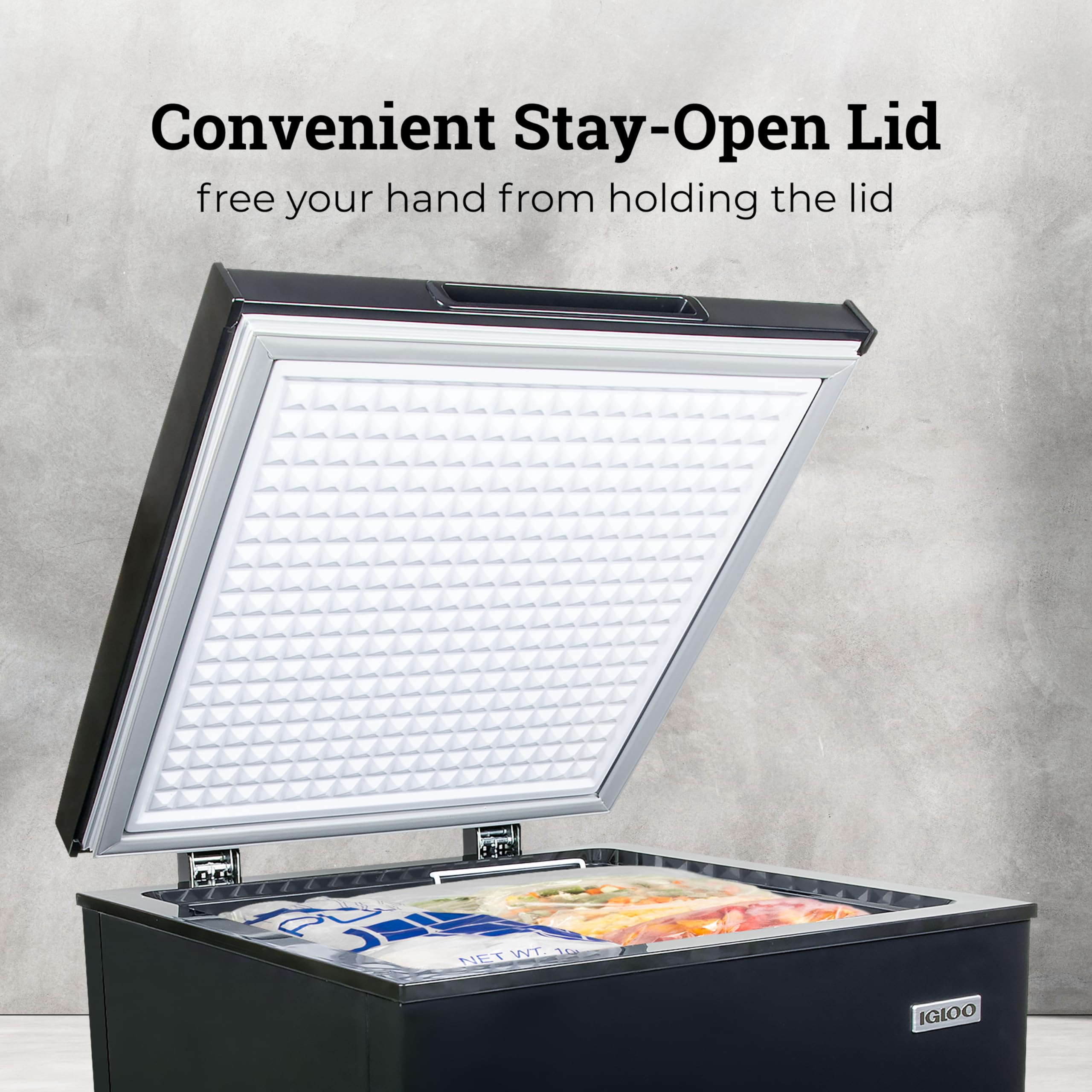 Igloo 3.5 Cu Ft. Upright Deep Freezer Chest- Deep Freezer With Quick Freezing System & Adjustable Thermostat- Low Noise Freezer With Removable Basket & LED Lights For Homes, Garages & Basements- Black on Fridge.com - View 5
